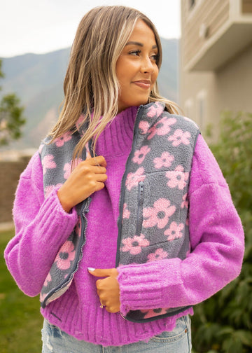 Leila Denim Fleece Vest