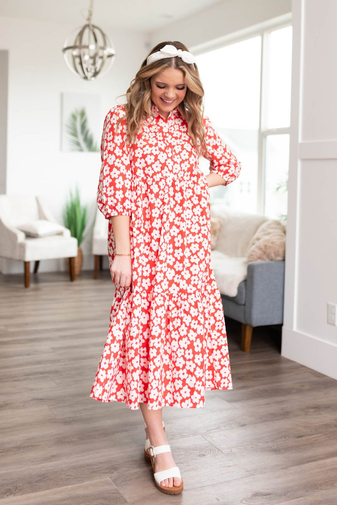 Leila Red Floral Dress