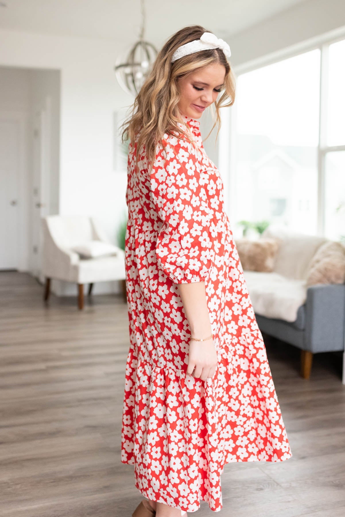 Leila Red Floral Dress