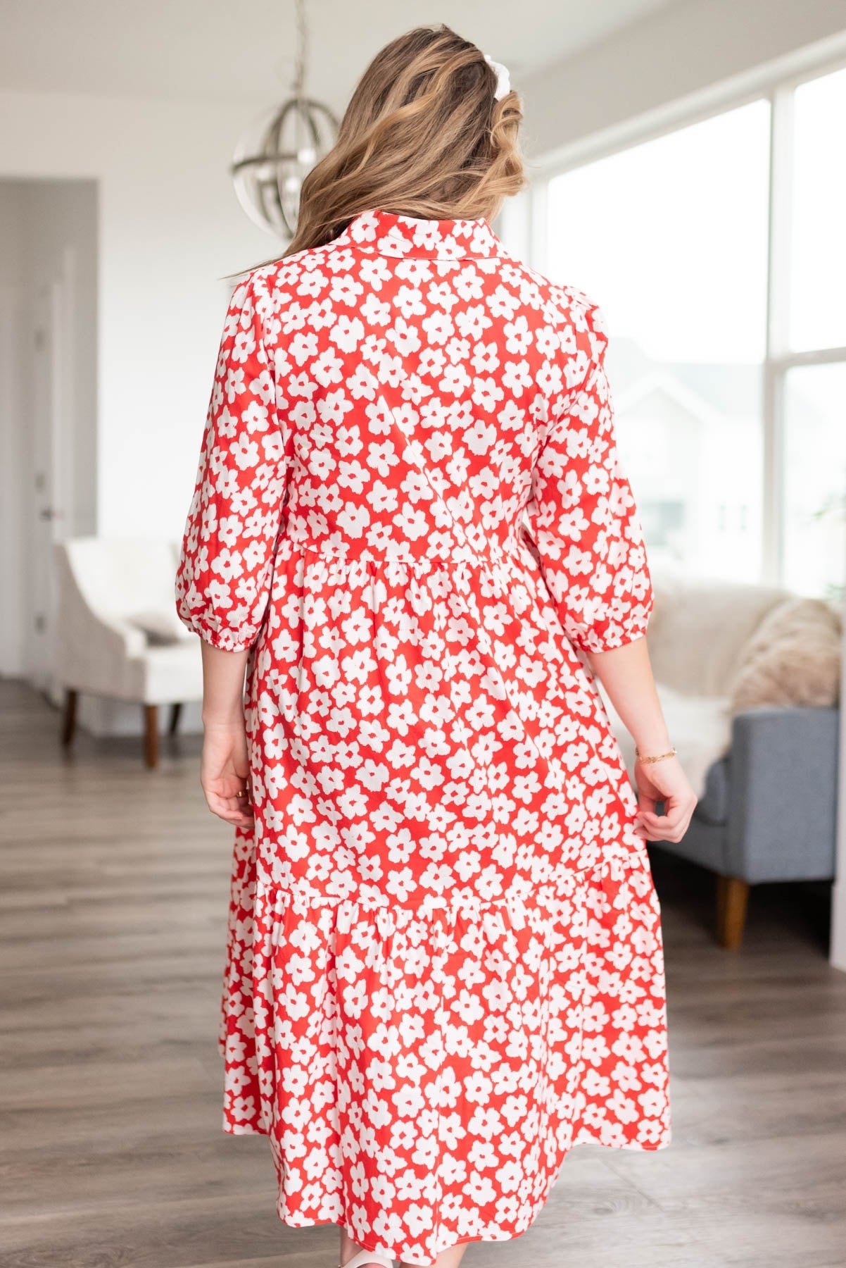 Leila Red Floral Dress