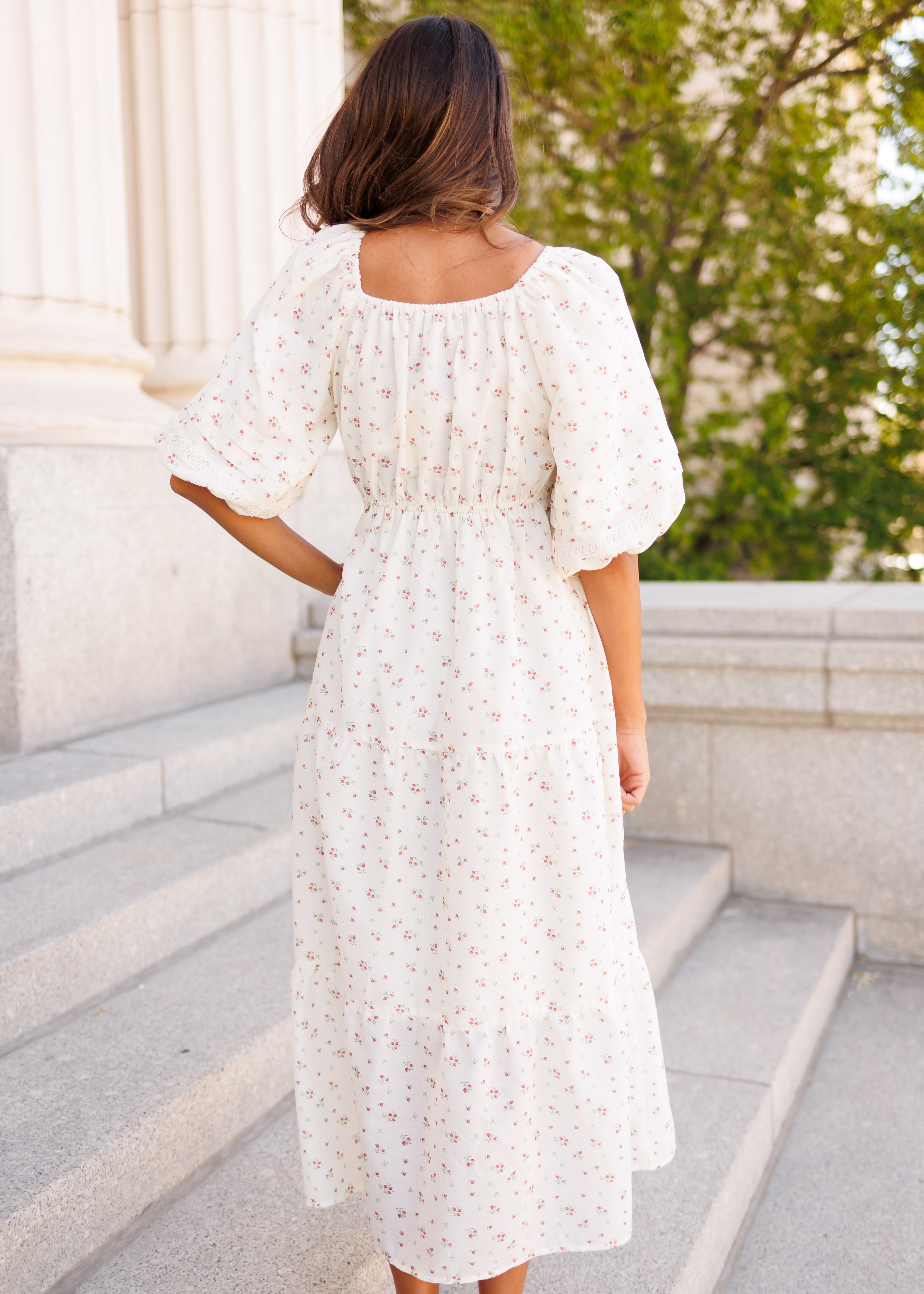 Fansboho Ivory Floral Dress