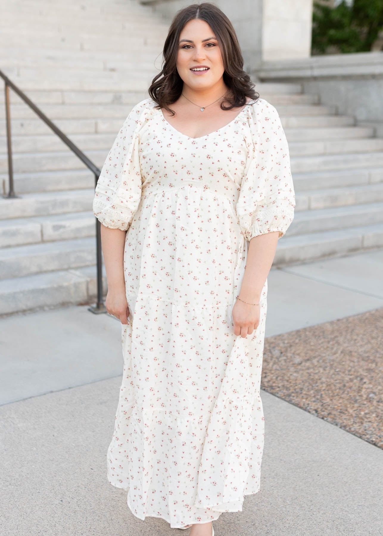 Fansboho Ivory Floral Dress