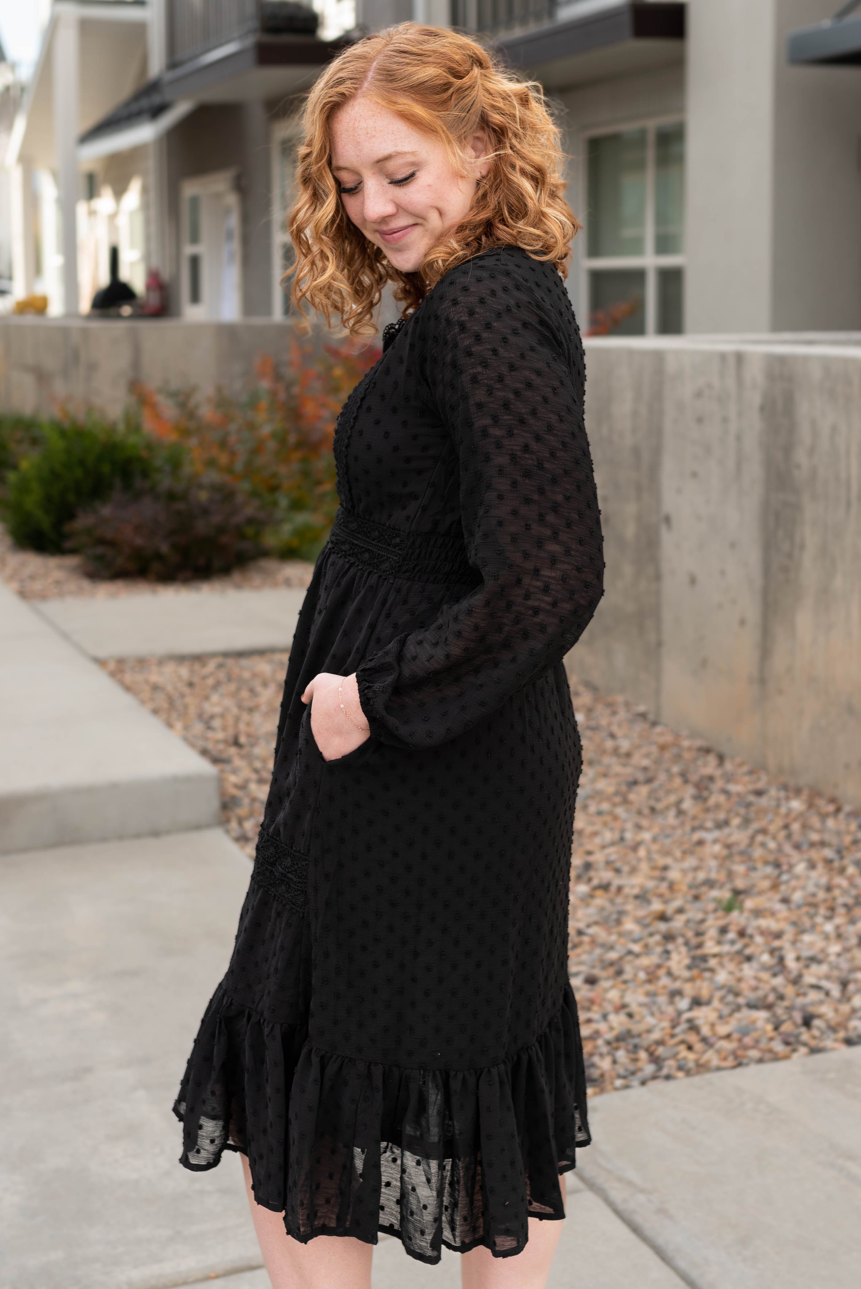 Lenora Black Textured Dress