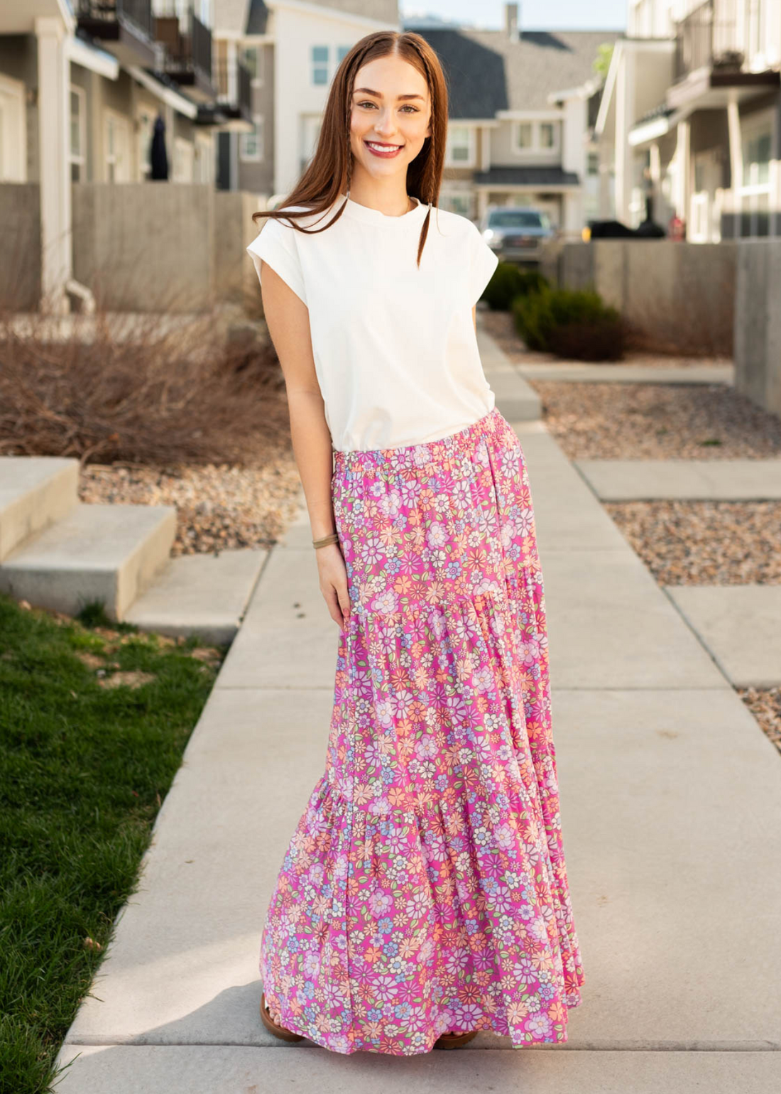 Lenora Pink Floral Skirt