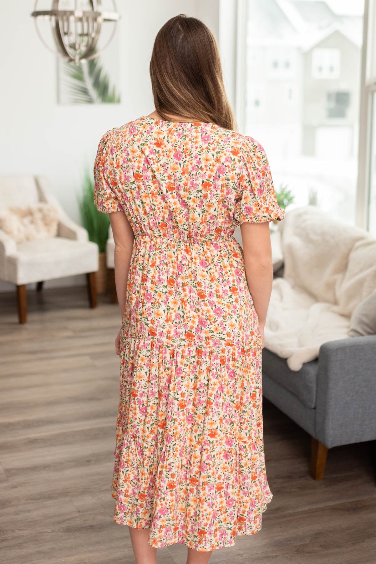 Lesley Apricot Floral Dress