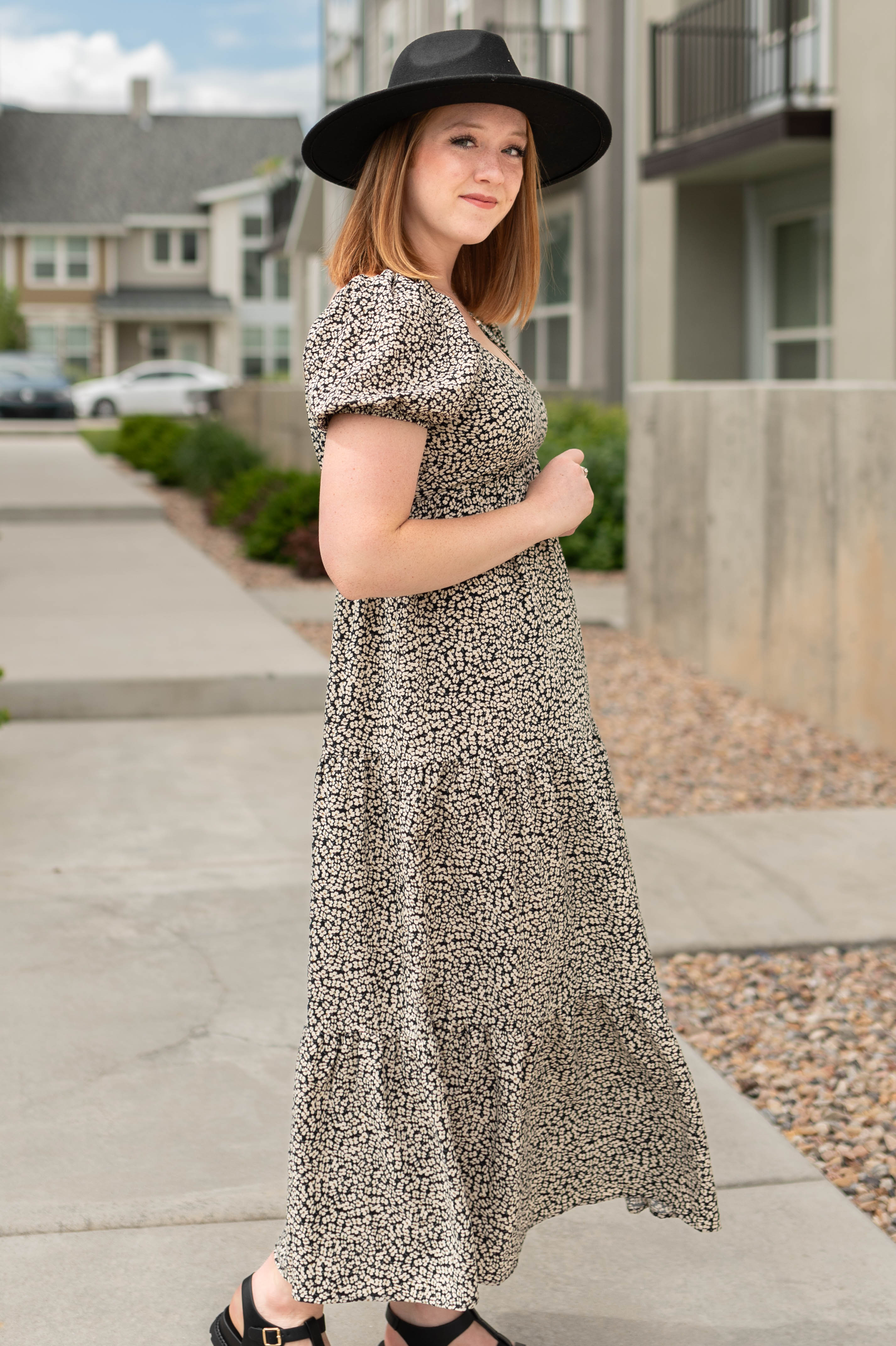 Leslie Black Floral Dress