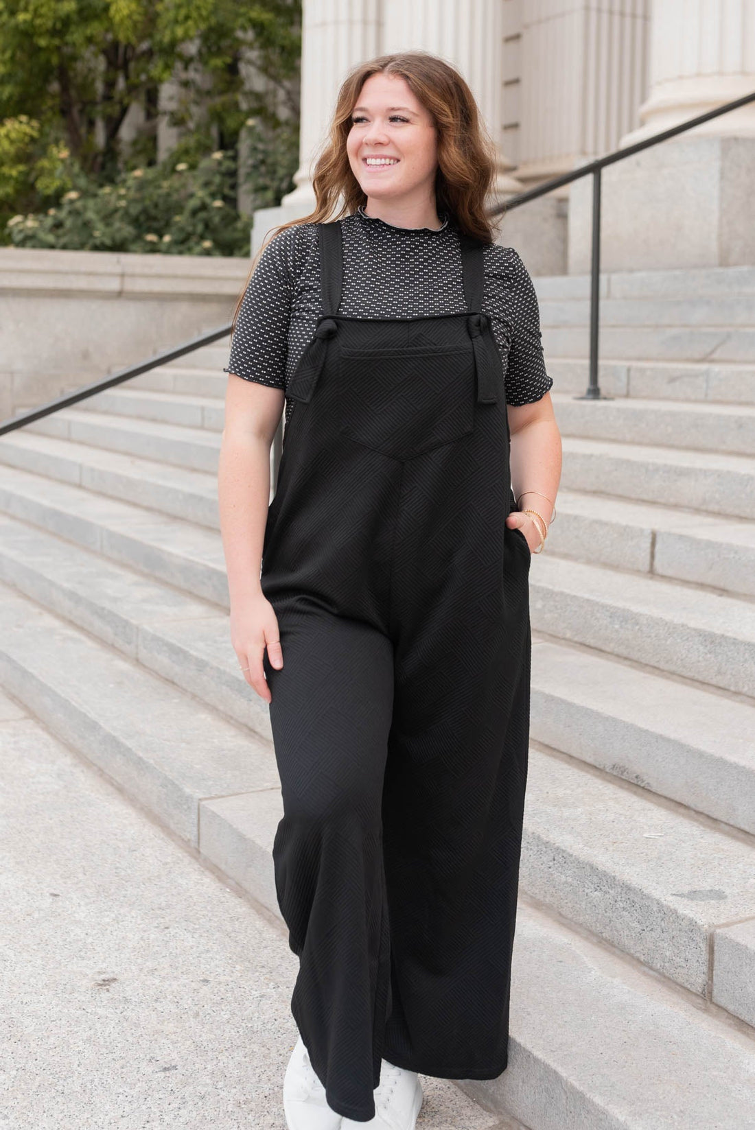 Lexie Black Textured Overalls