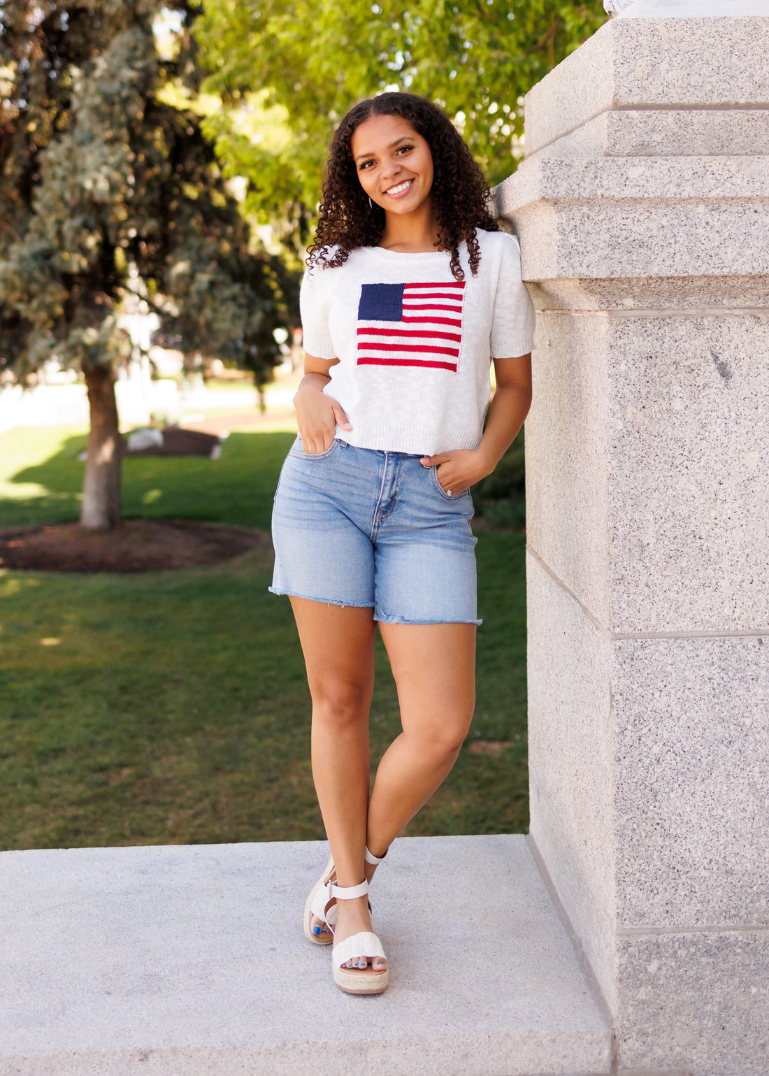 Liberty Ivory Flag Sweater Top