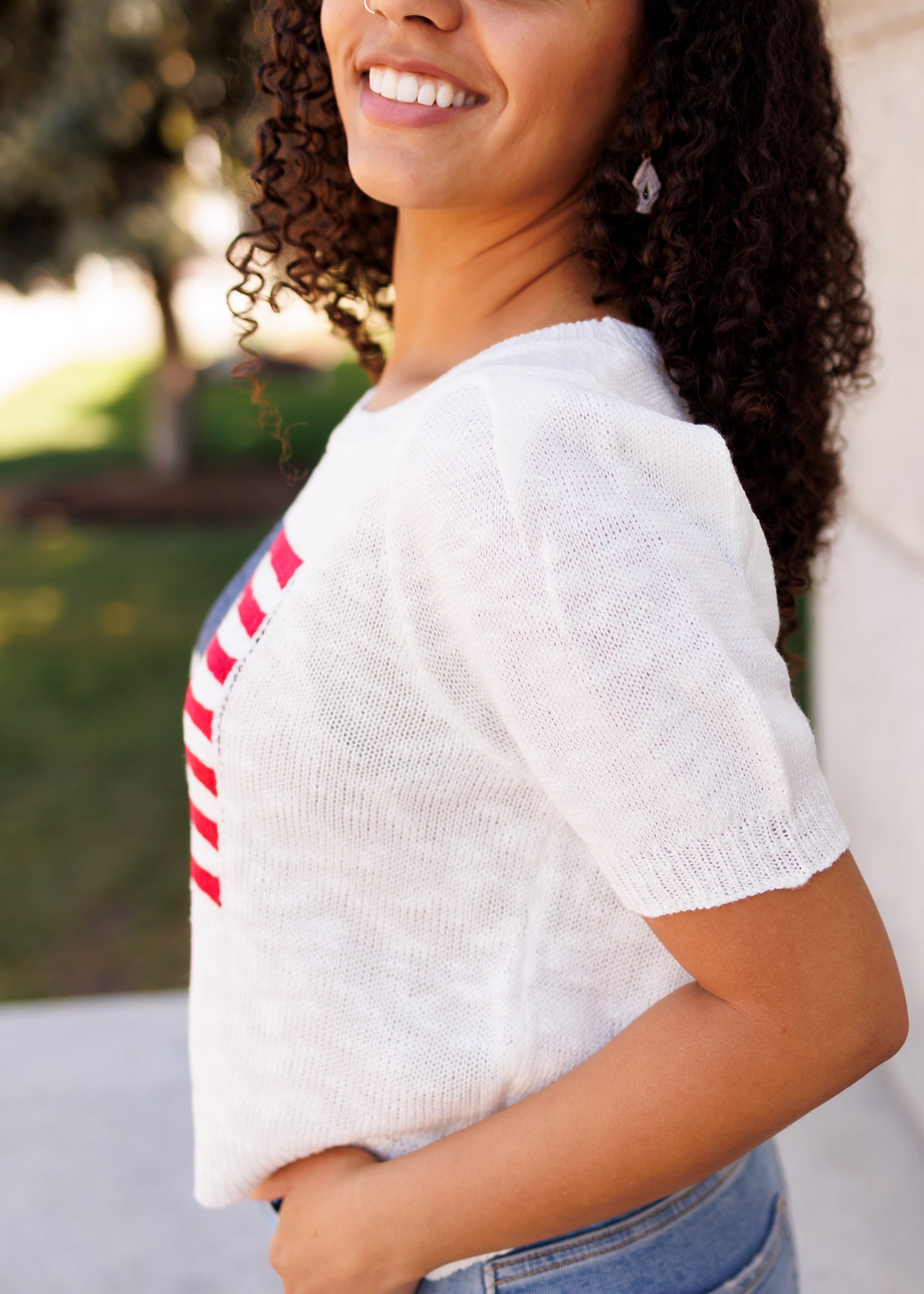 Liberty Ivory Flag Sweater Top