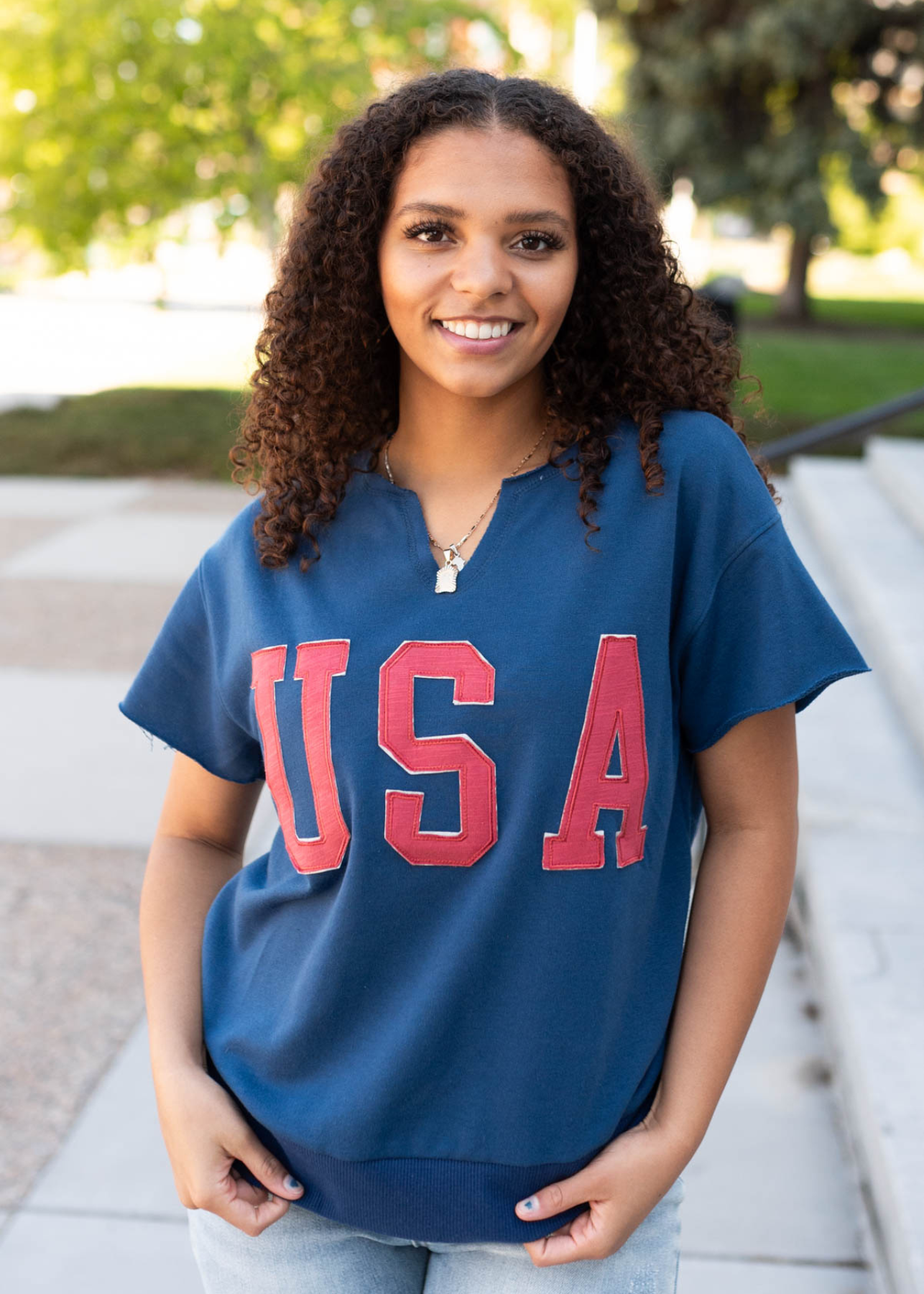 Liberty Navy USA Top