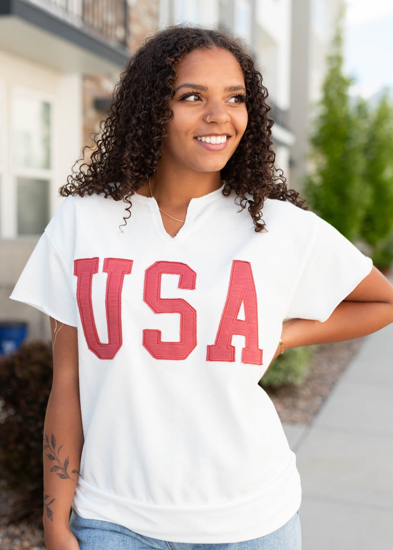 Liberty White USA Top