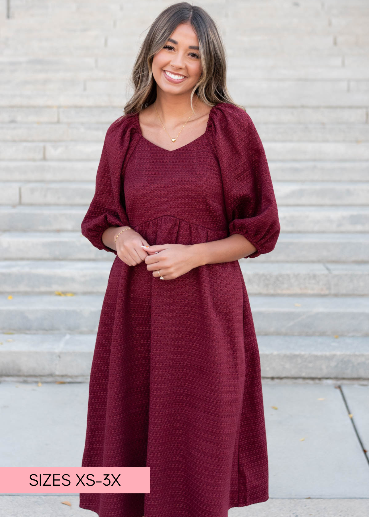 Lila Burgundy Textured Dress
