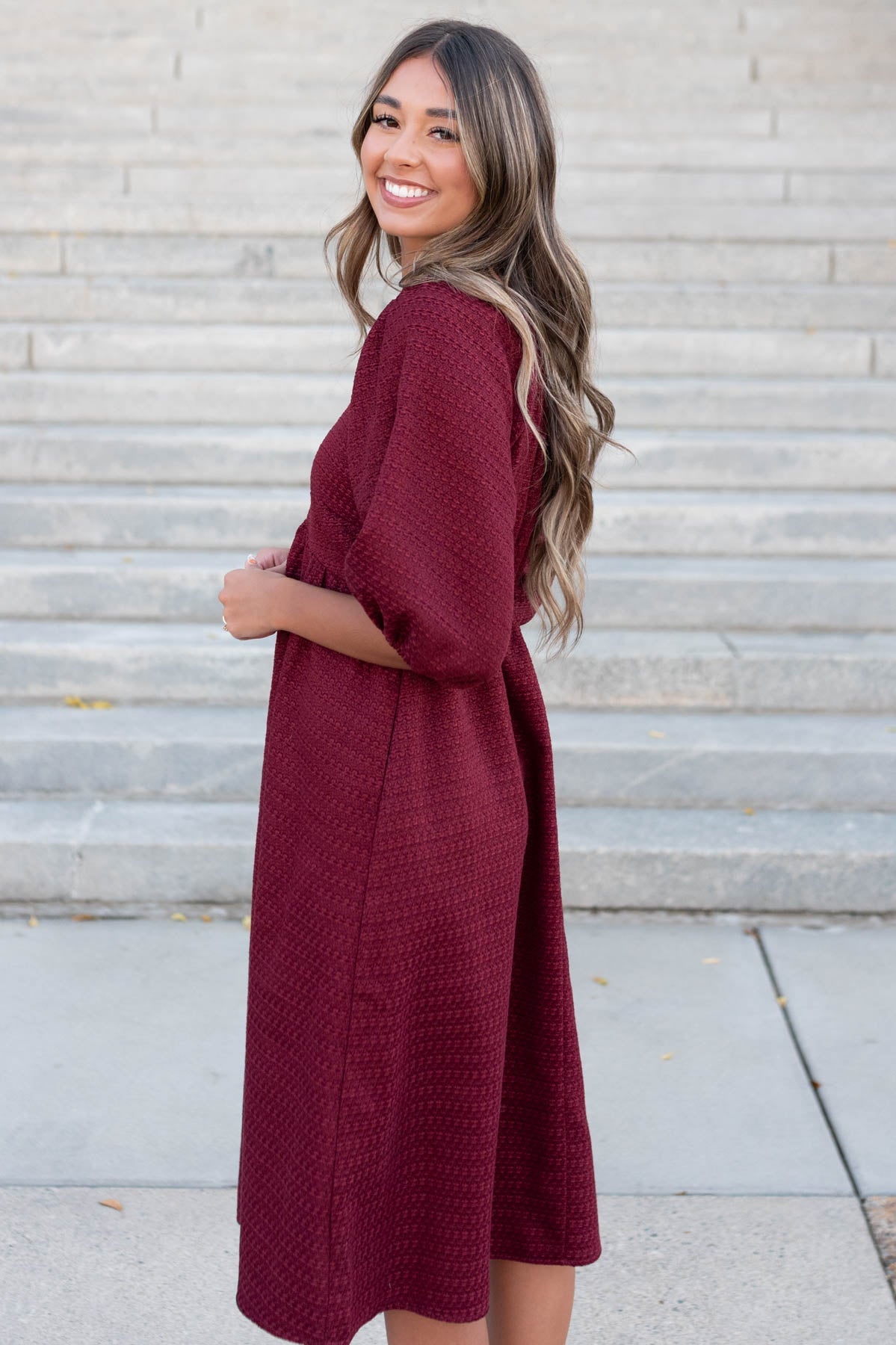 Lila Burgundy Textured Dress