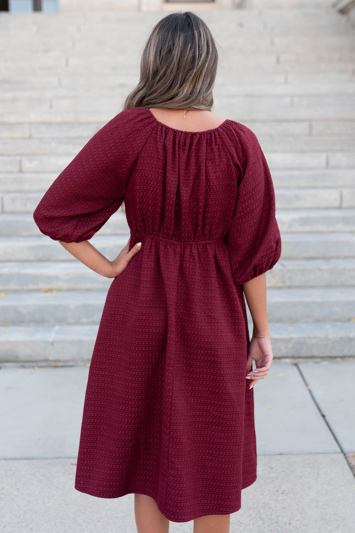 Lila Burgundy Textured Dress