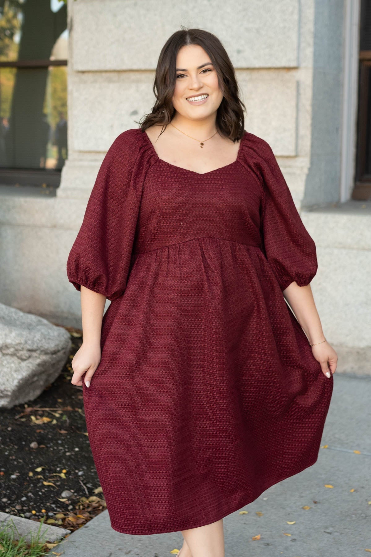 Lila Burgundy Textured Dress
