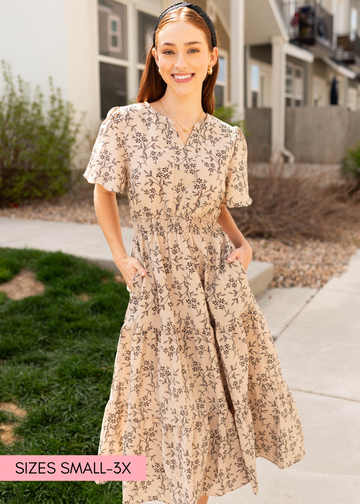 Lilah Taupe Patterned Dress