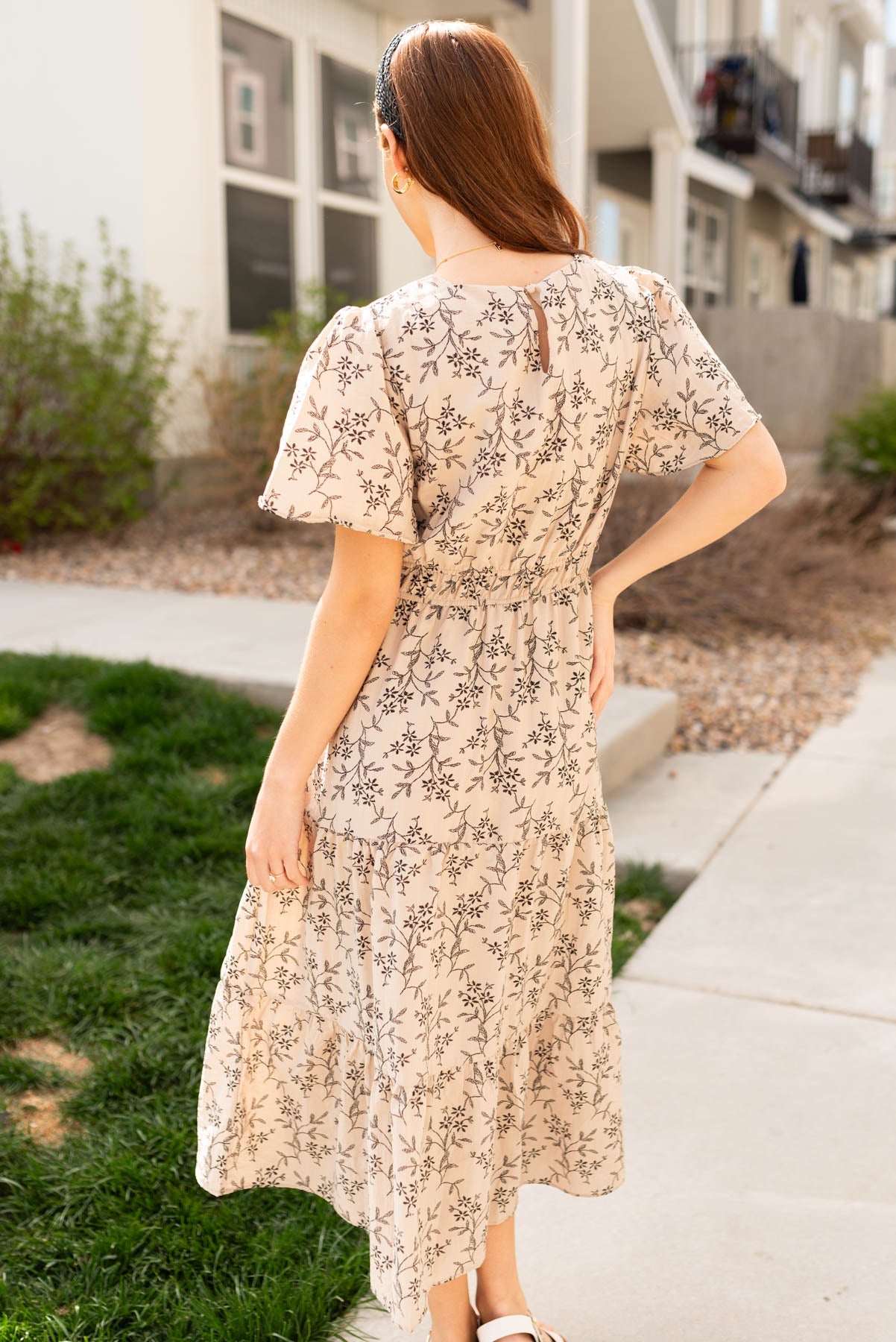 Lilah Taupe Patterned Dress
