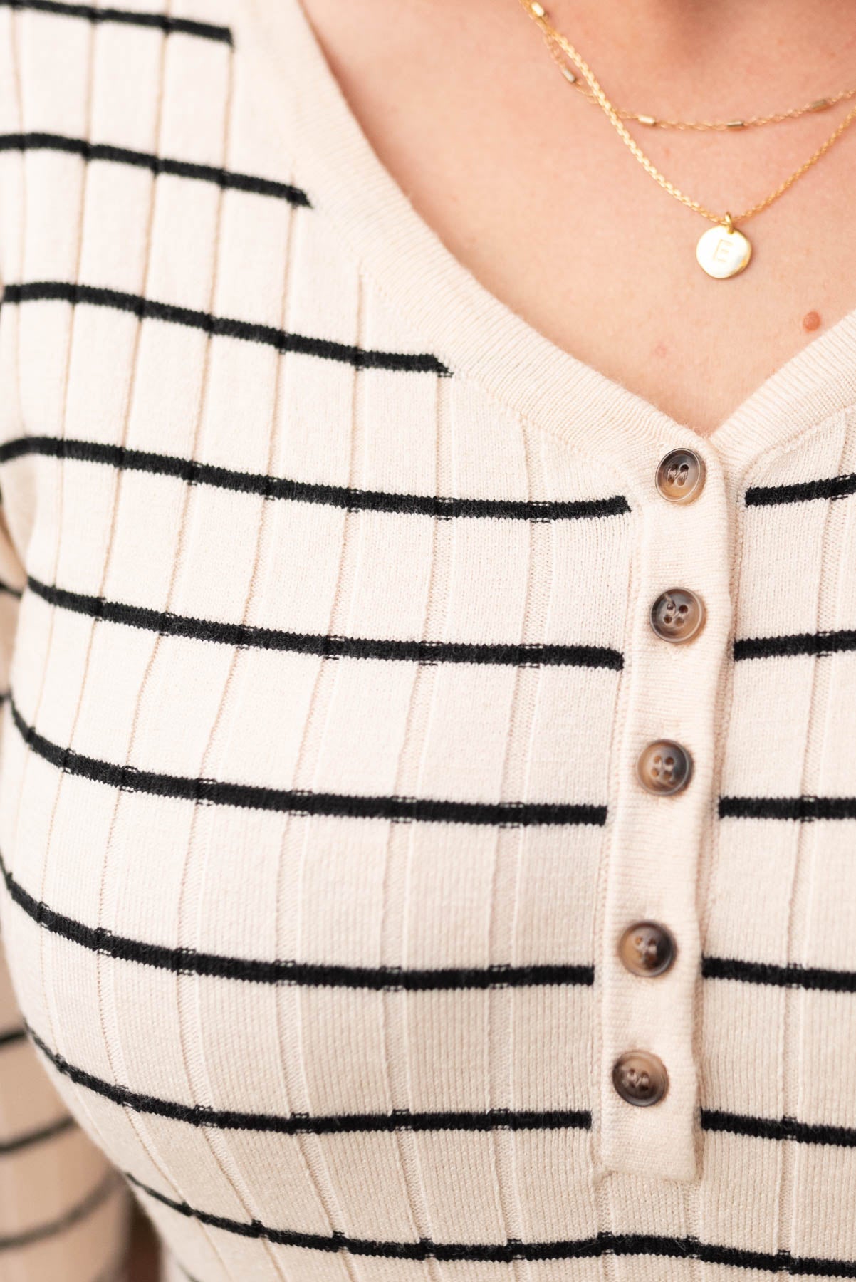 Lilia Oatmeal Stripe Sweater Dress