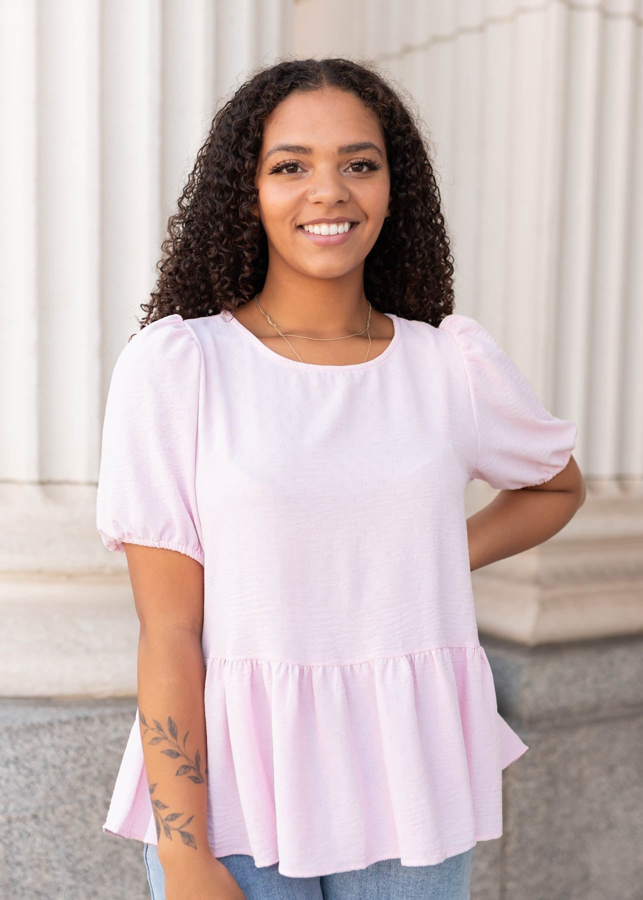 Lilia Pink Peplum Shirt