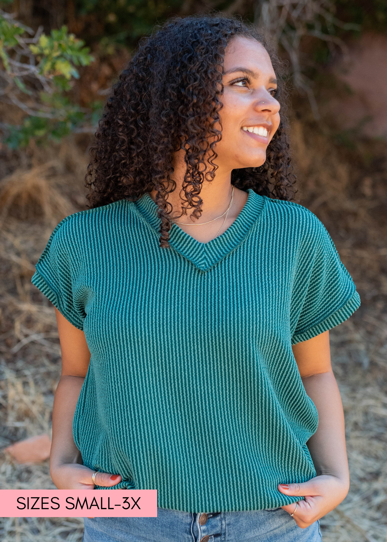 Liliana Hunter Green Ribbed Top