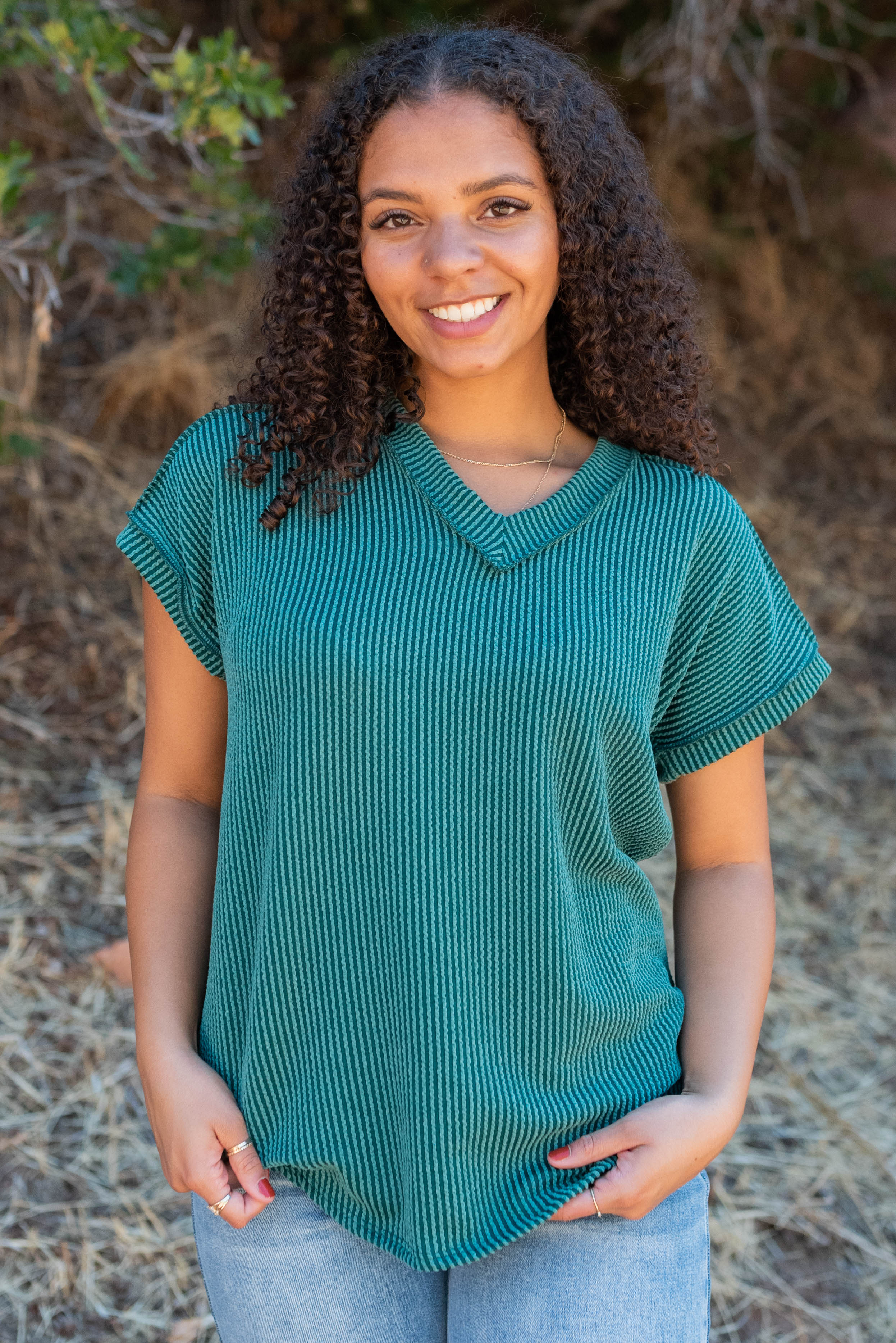 Liliana Hunter Green Ribbed Top