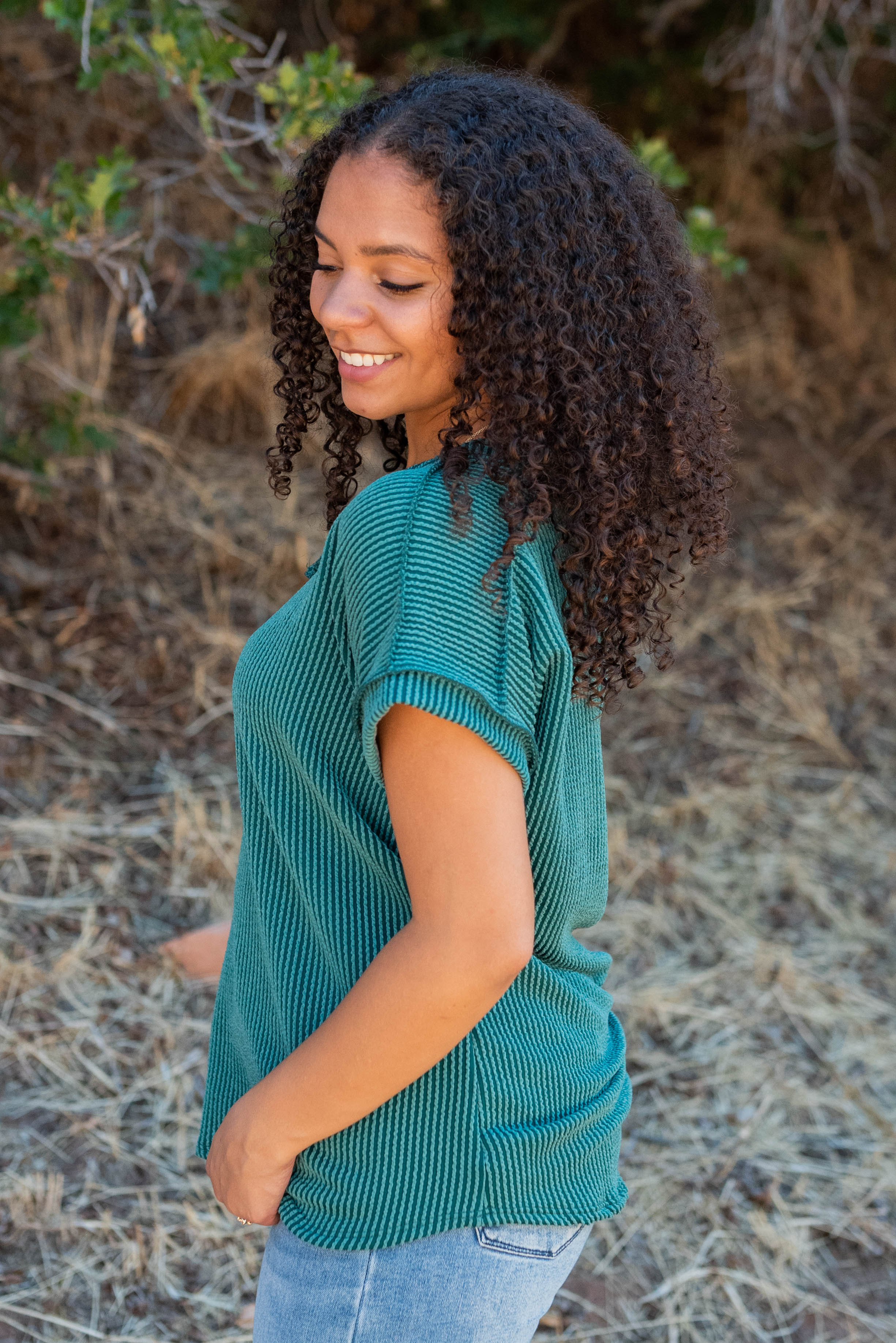 Liliana Hunter Green Ribbed Top