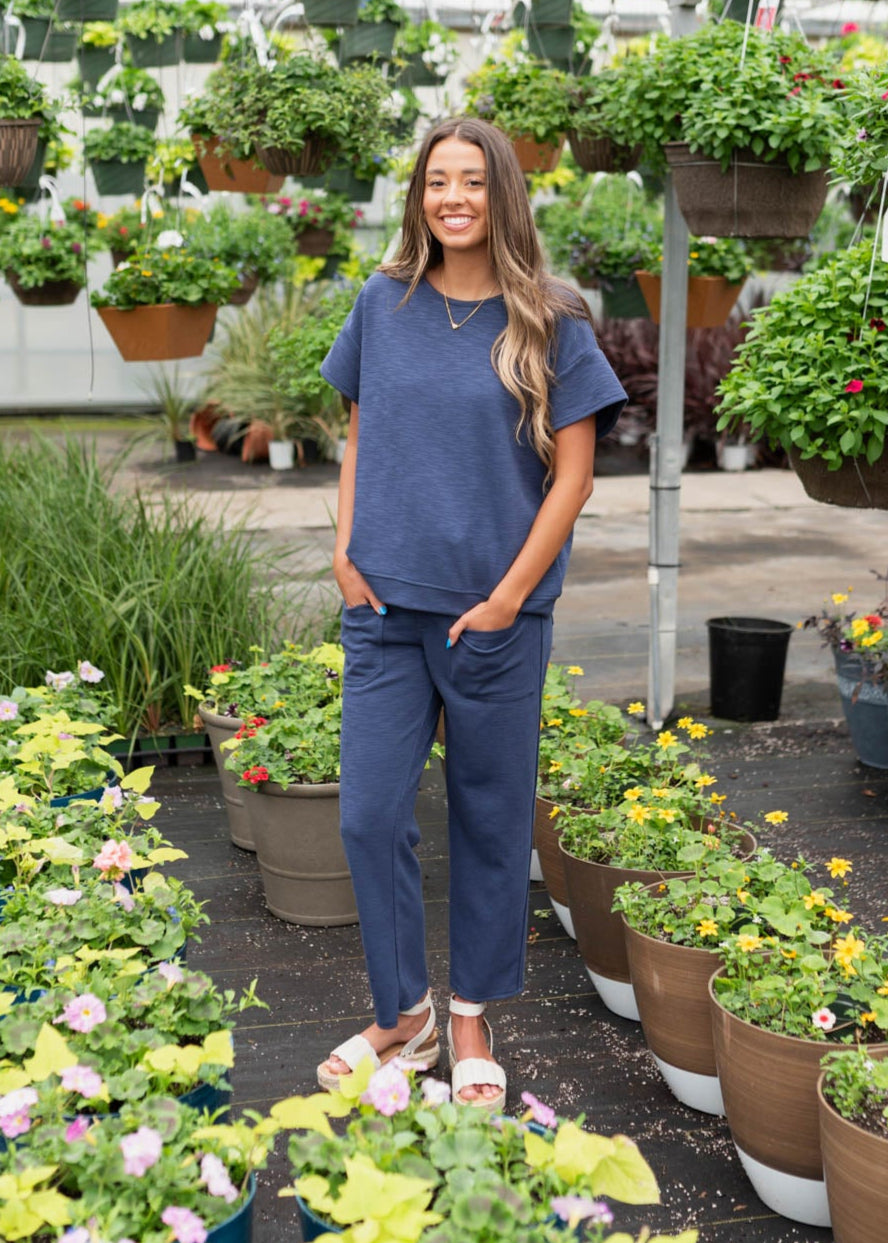 Lillian Navy Knit Pants