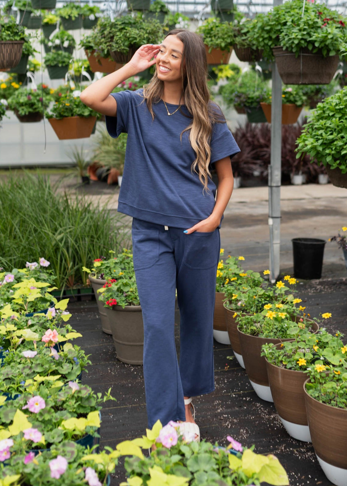 Lillian Navy Knit Pants