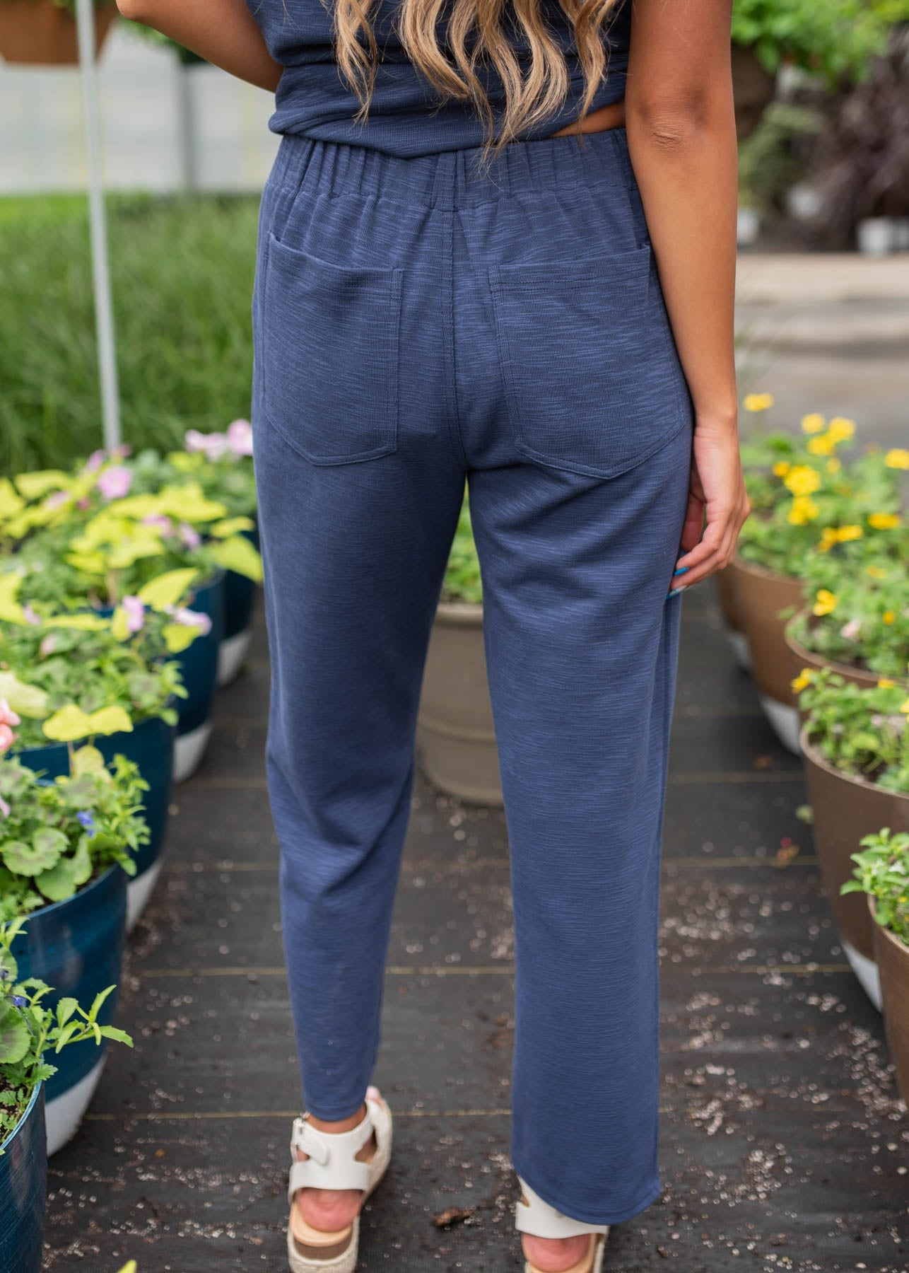 Lillian Navy Knit Pants