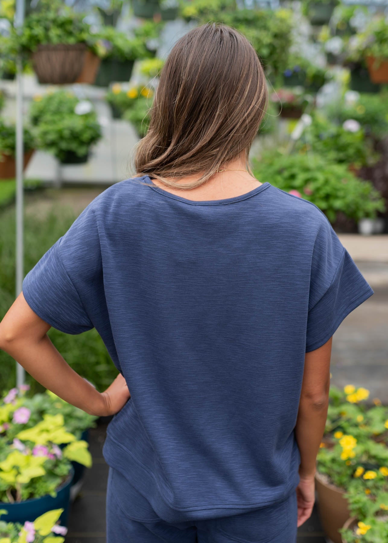 Lillian Navy Knit Top