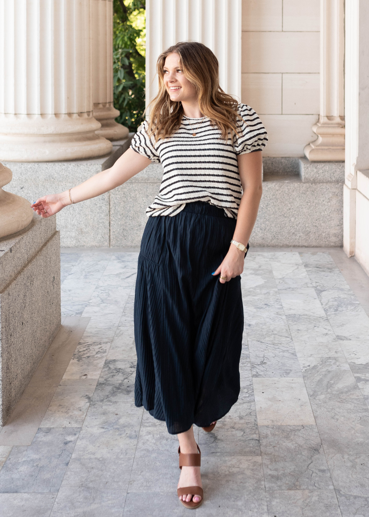 Lillian Navy Maxi Skirt