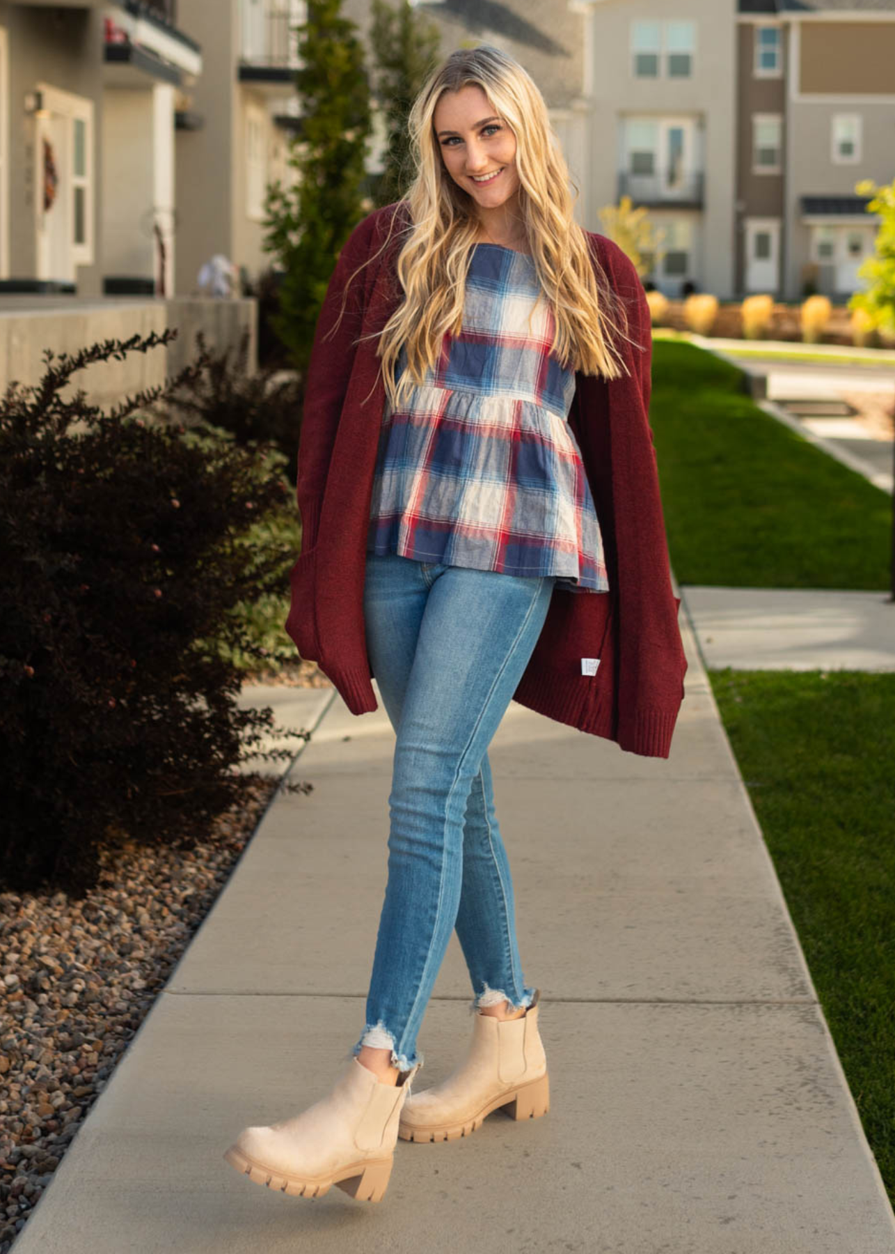 Lilly Navy Plaid Top