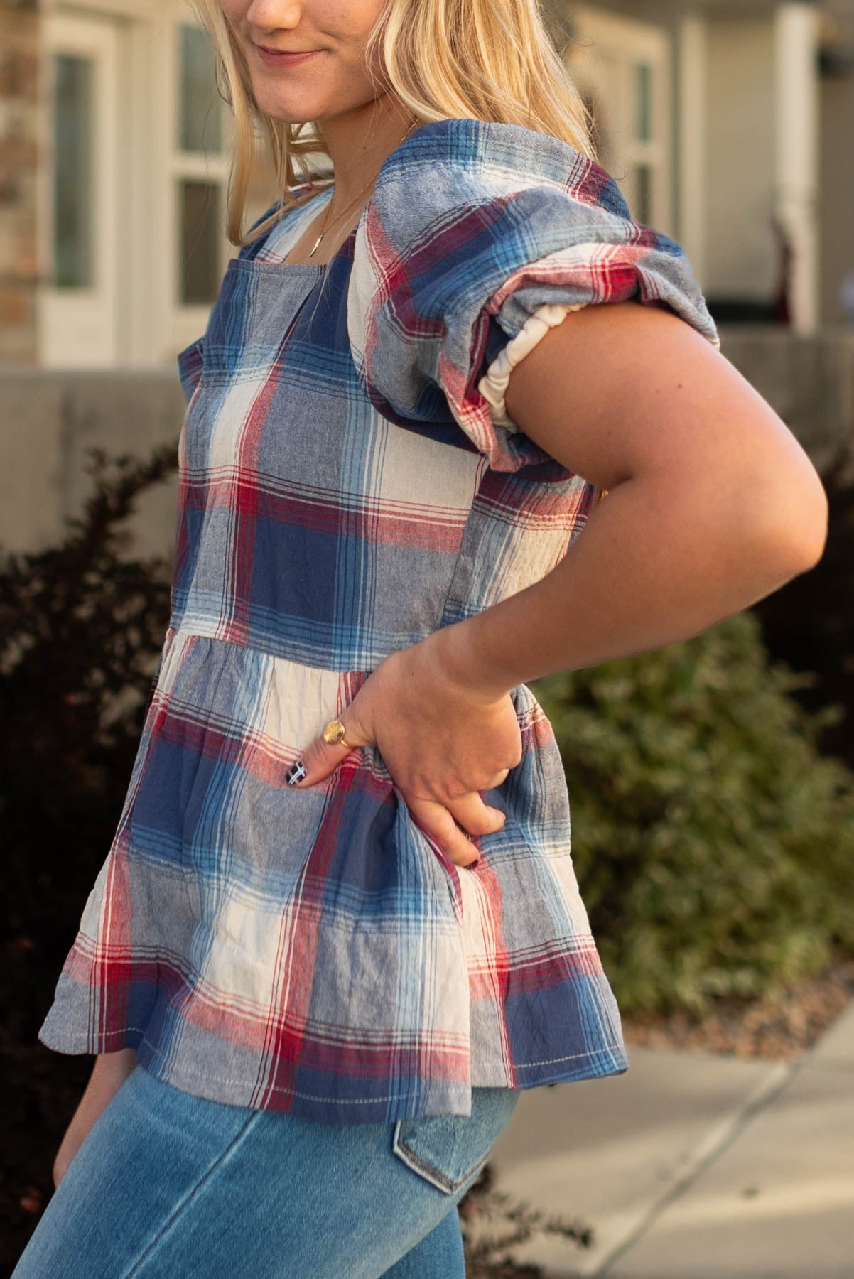 Lilly Navy Plaid Top