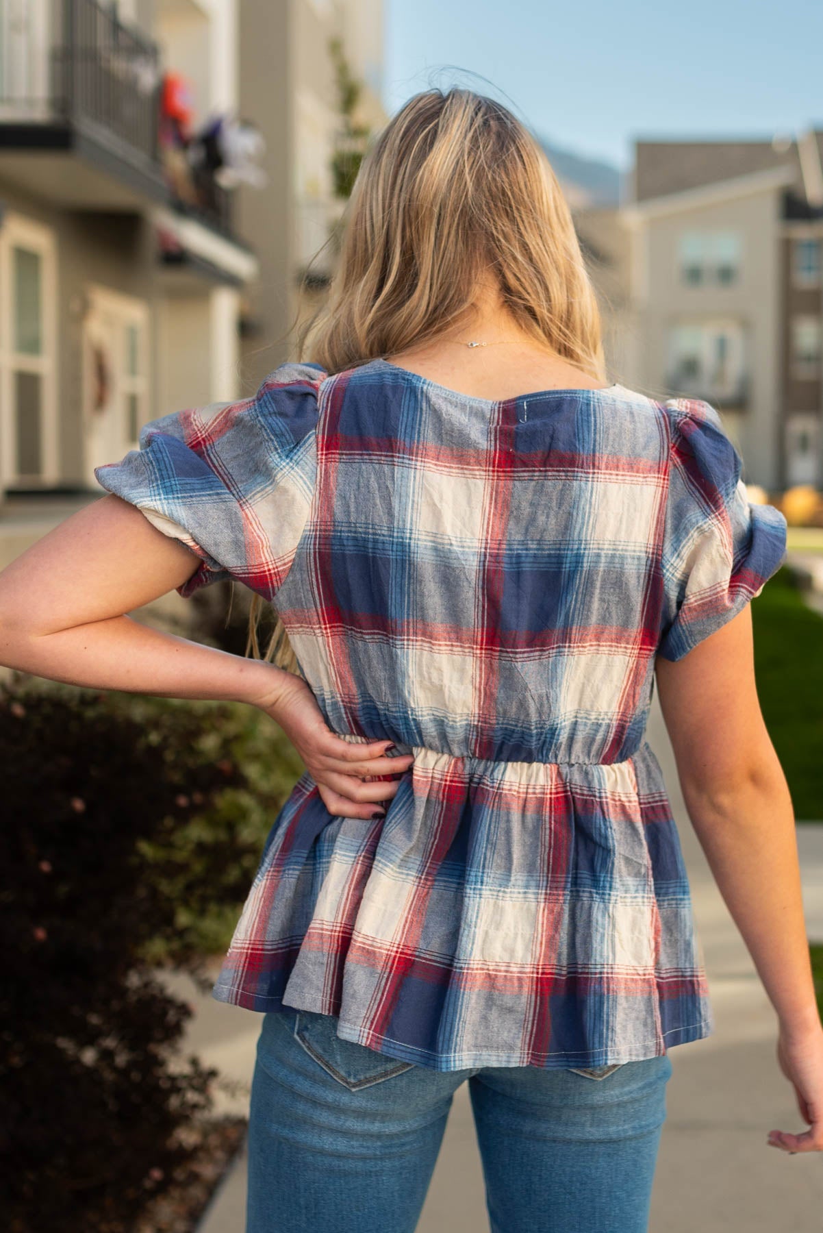 Lilly Navy Plaid Top