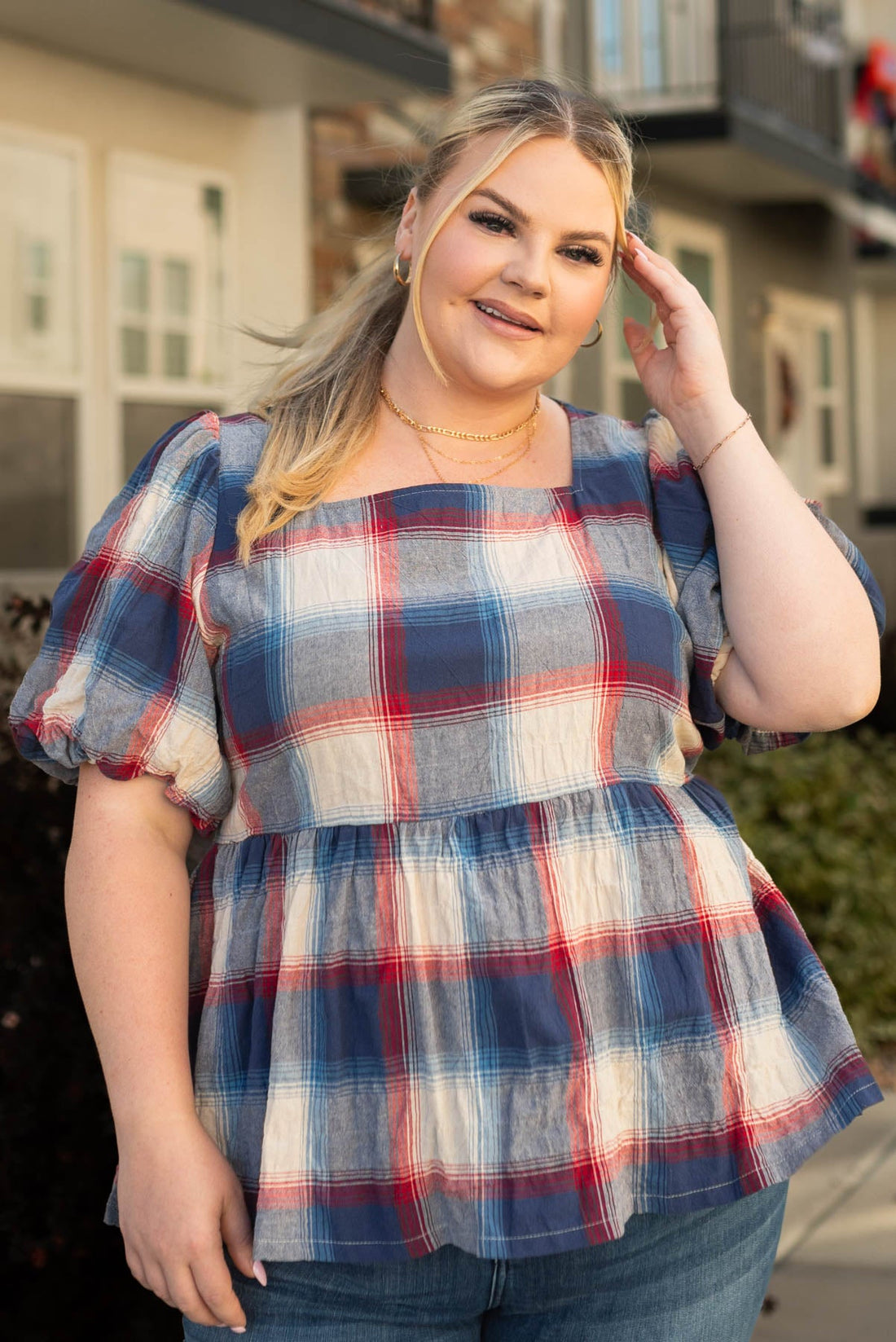 Lilly Navy Plaid Top
