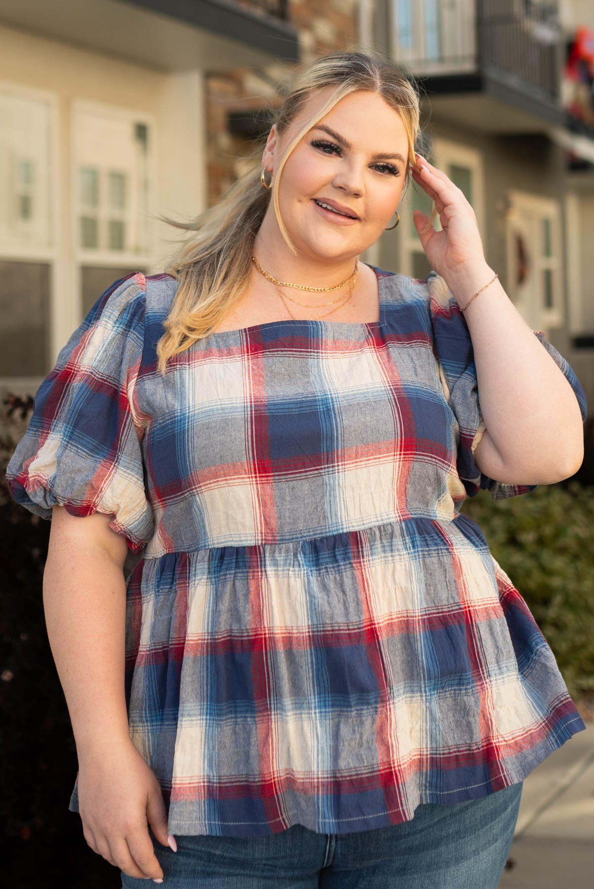 Lilly Navy Plaid Top