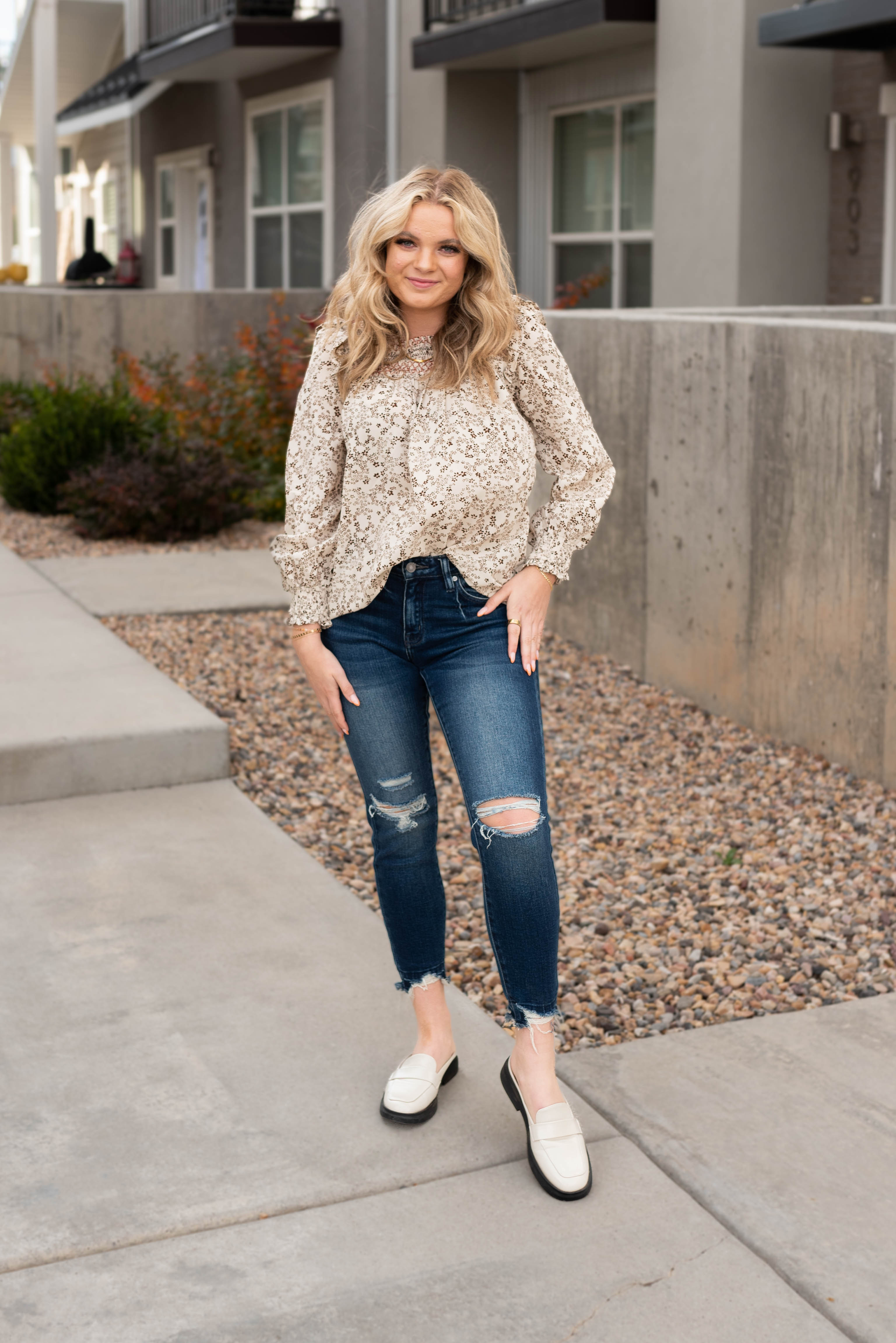 Lily Taupe Patterned Blouse