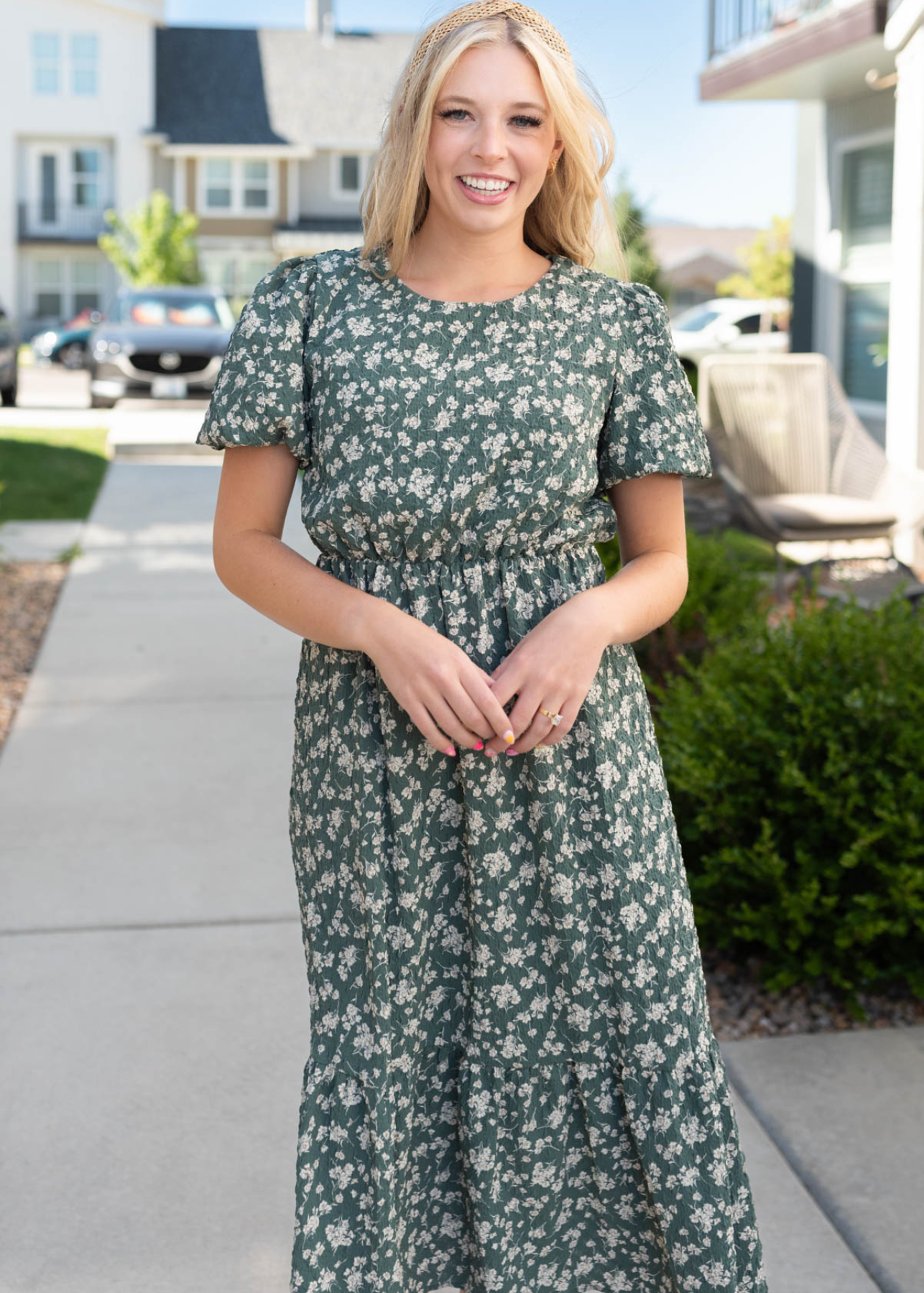 Linda Dusty Jade Floral Dress