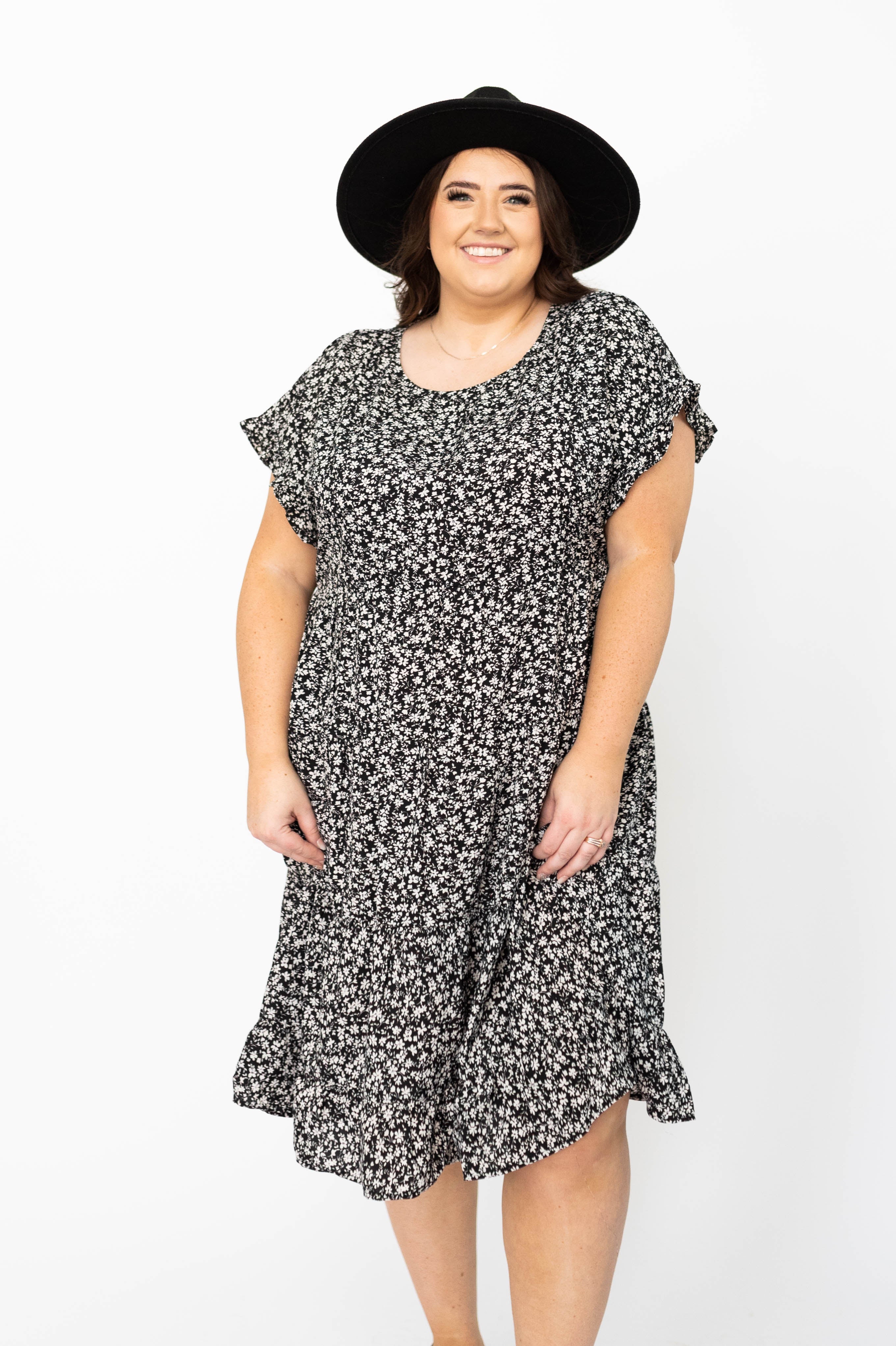 Lindsay Black Floral Dress