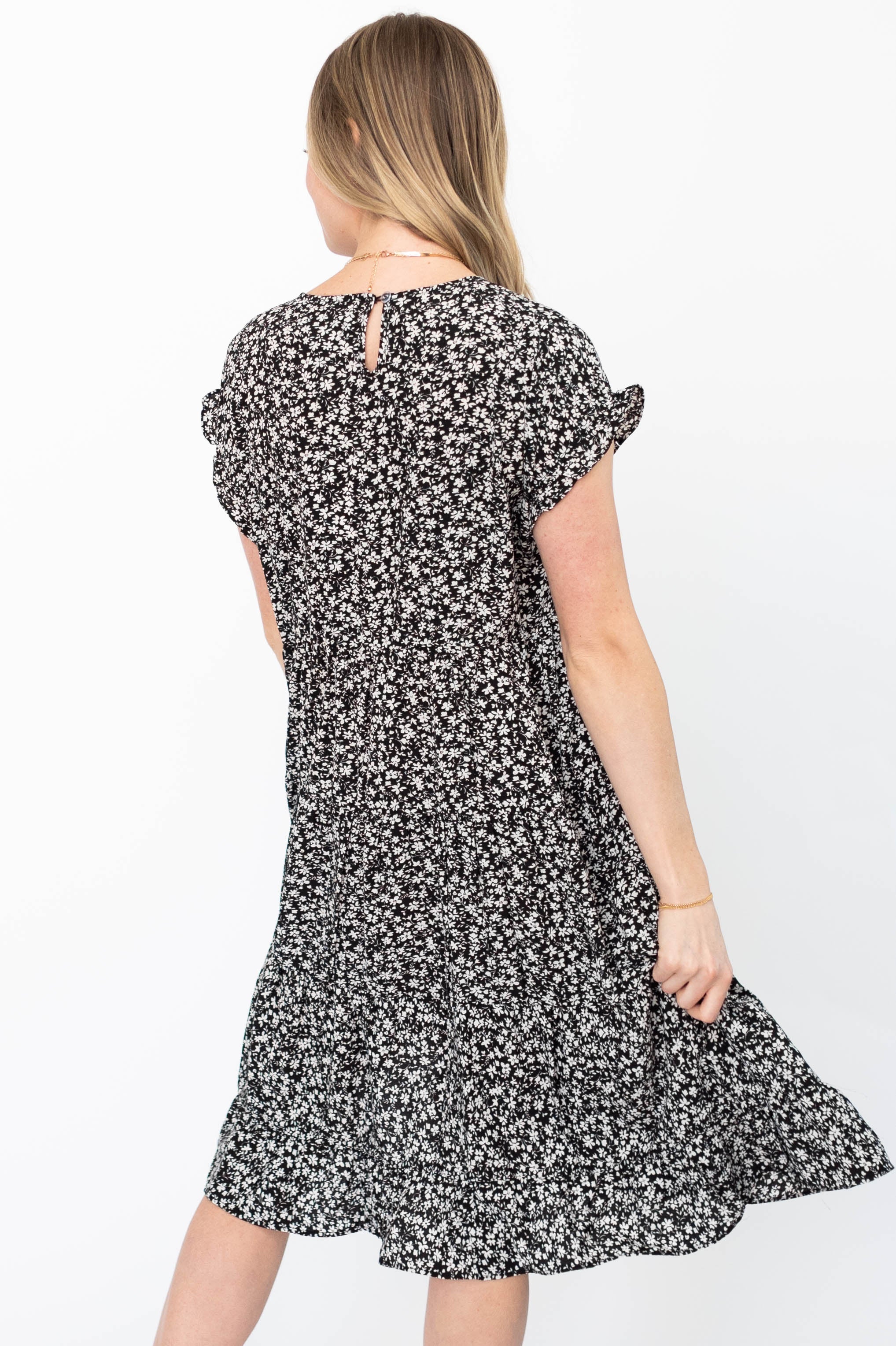Lindsay Black Floral Dress