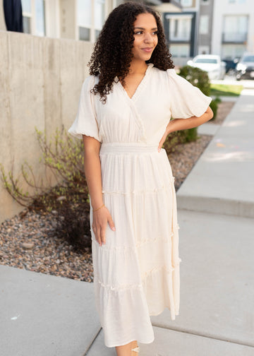 Lindsey Natural Puffed Sleeve Dress