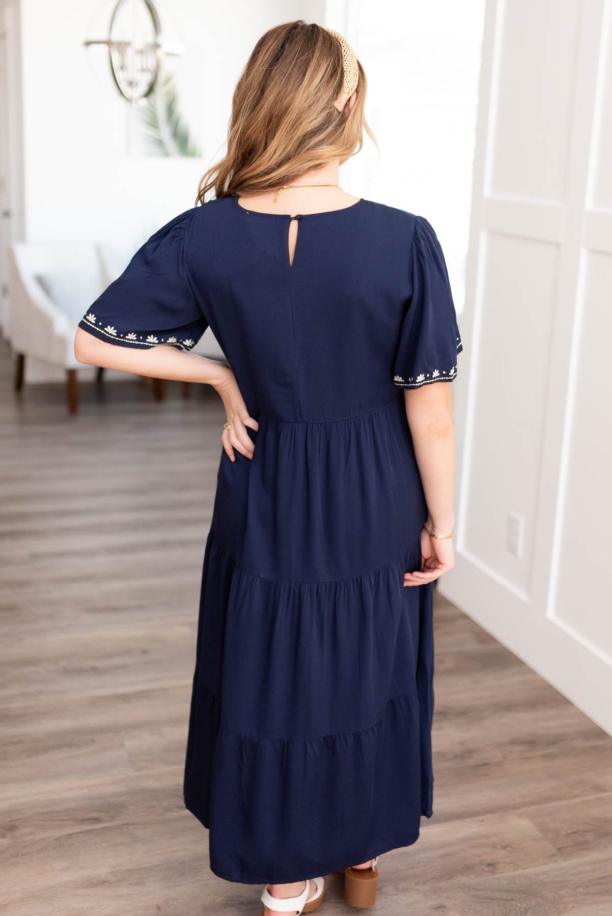Lizbeth Navy Embroidered Dress