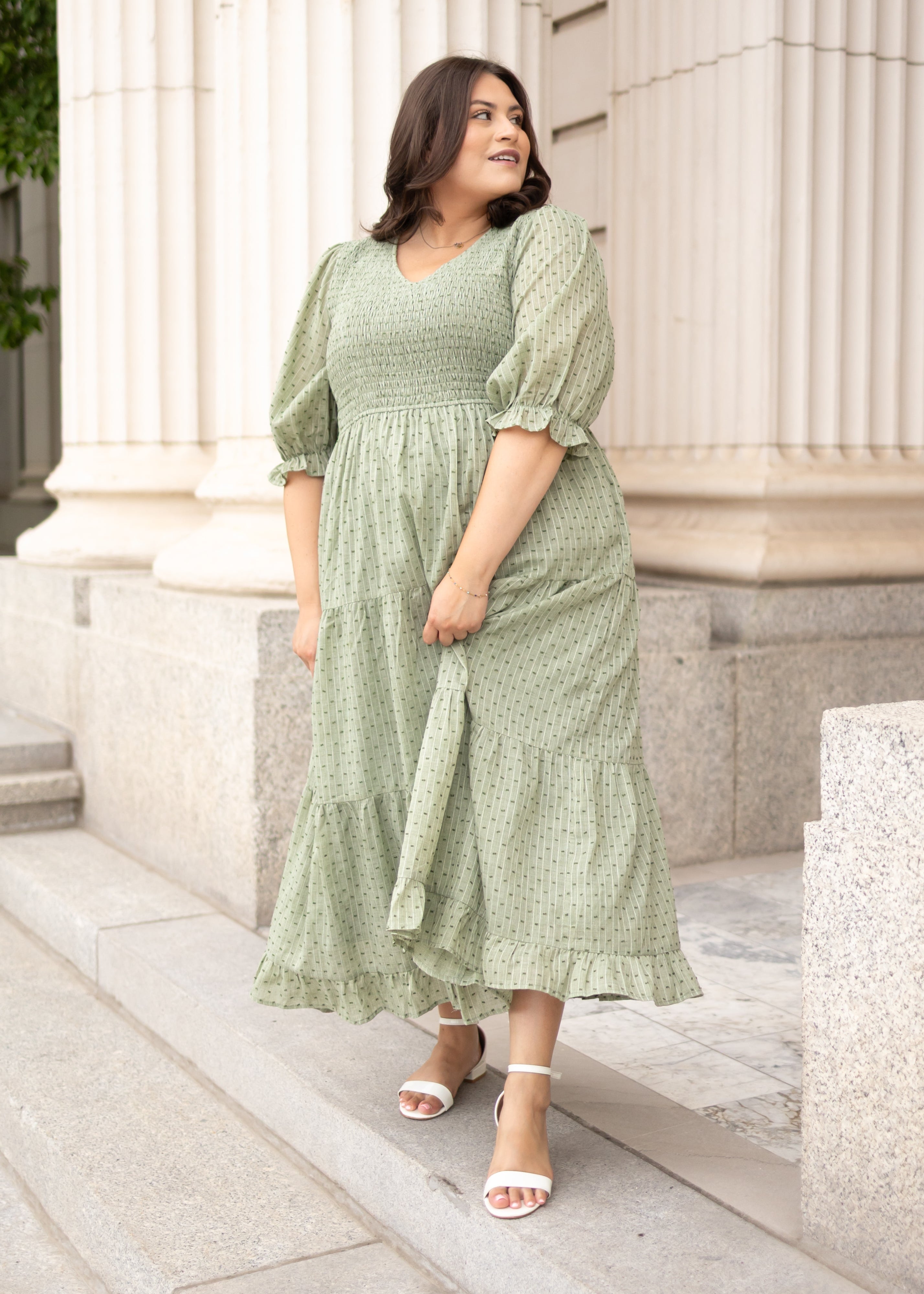 Lizzy Green Smocked Dress