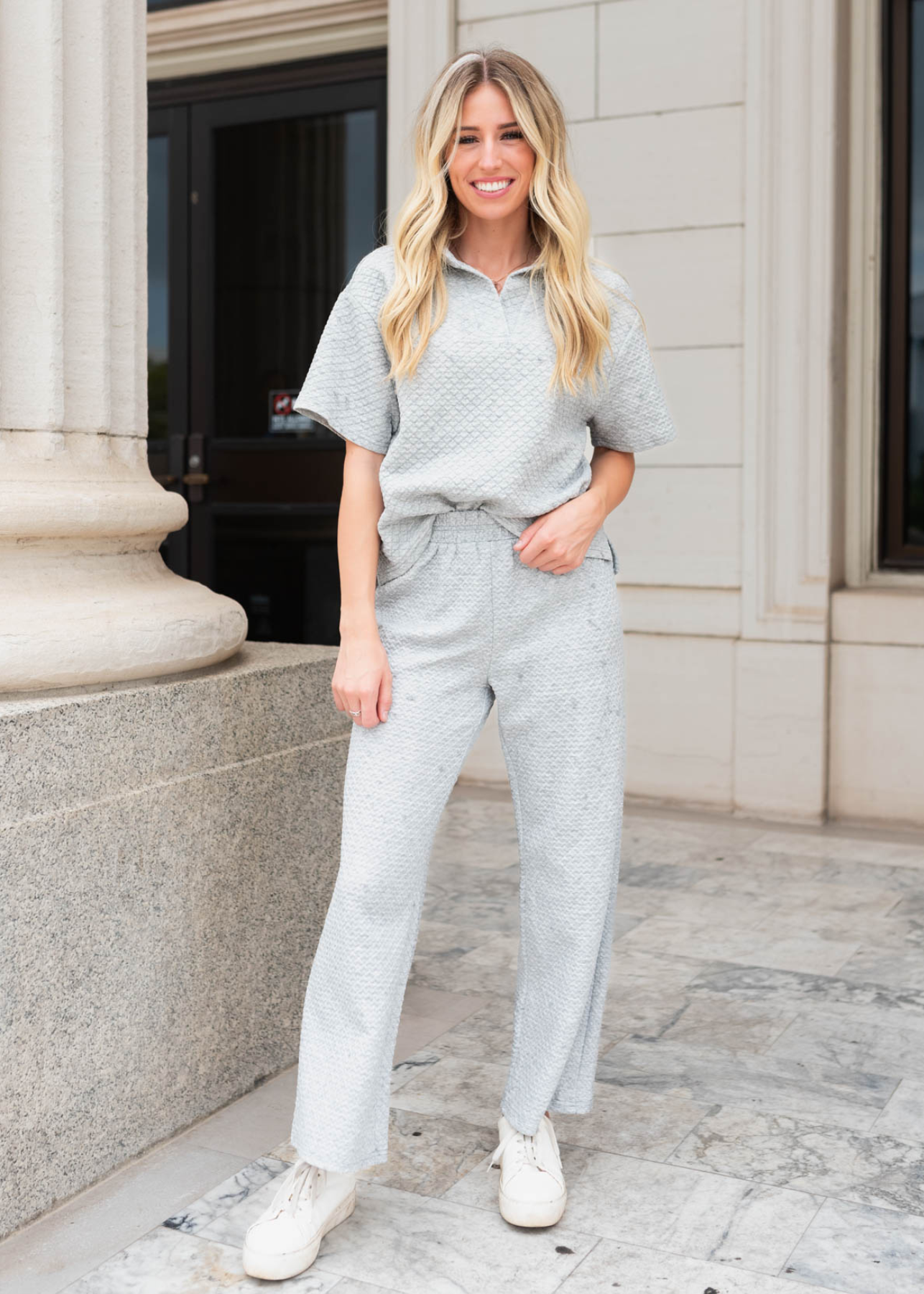 Loanna Heather Grey Knit Pants