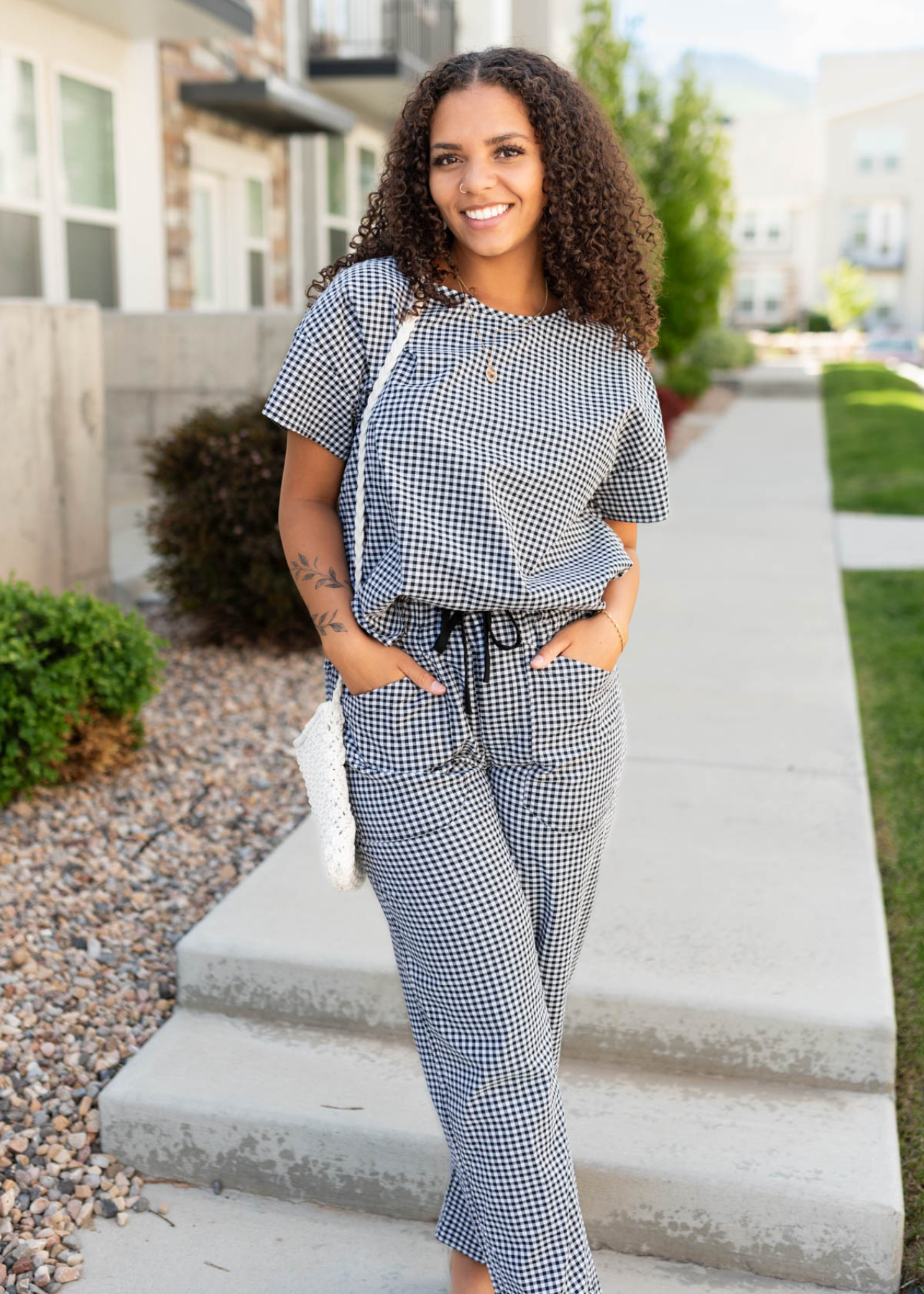 Lois Black Gingham Pants