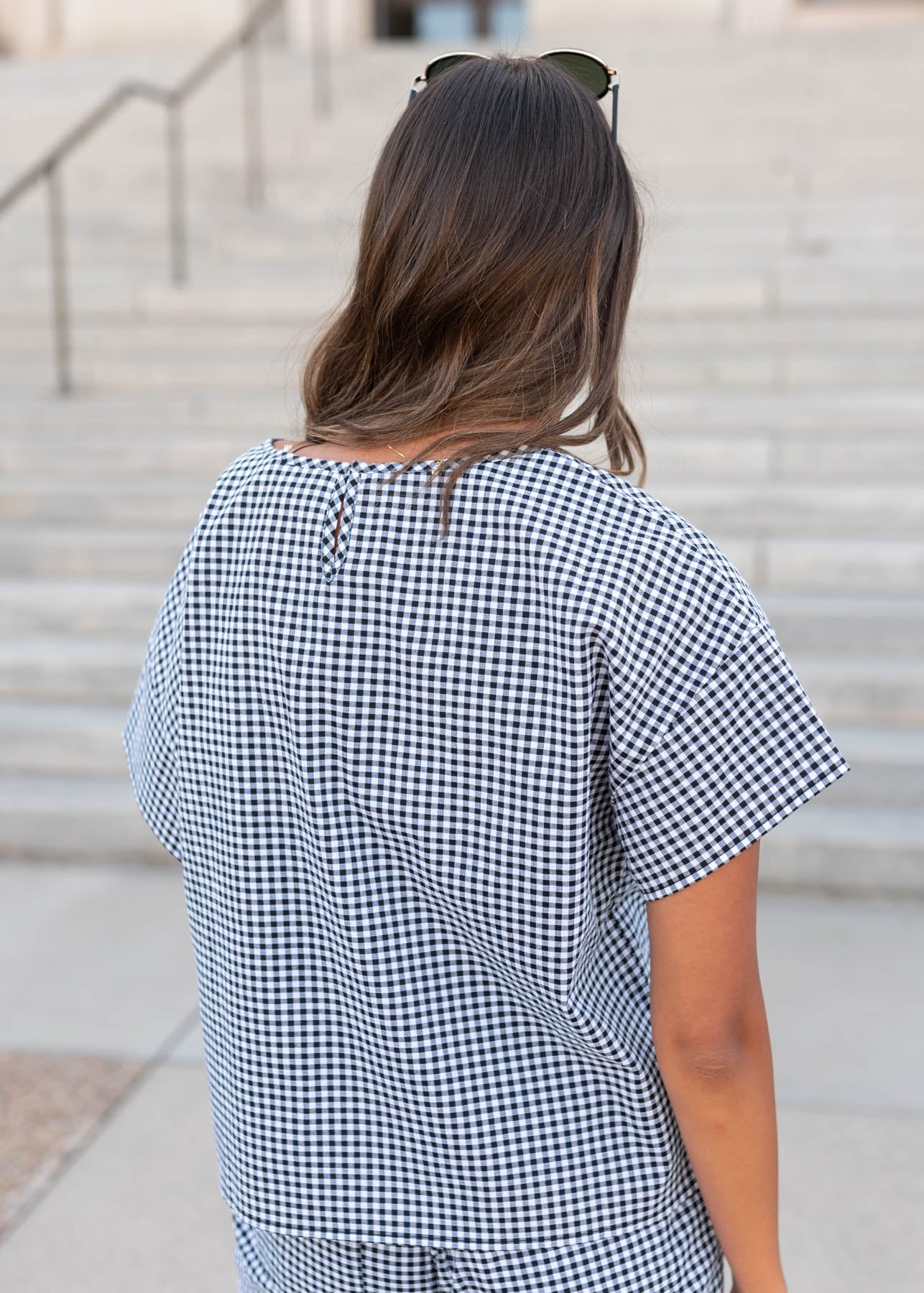 Lois Black Gingham Top