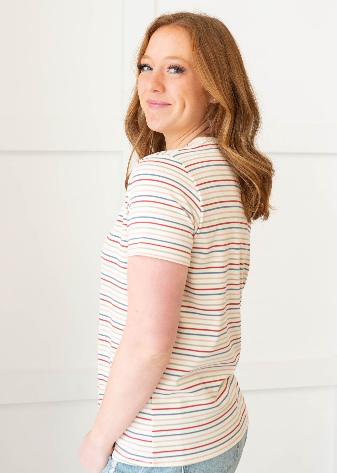 Louisa Ivory Multi Stripe Top