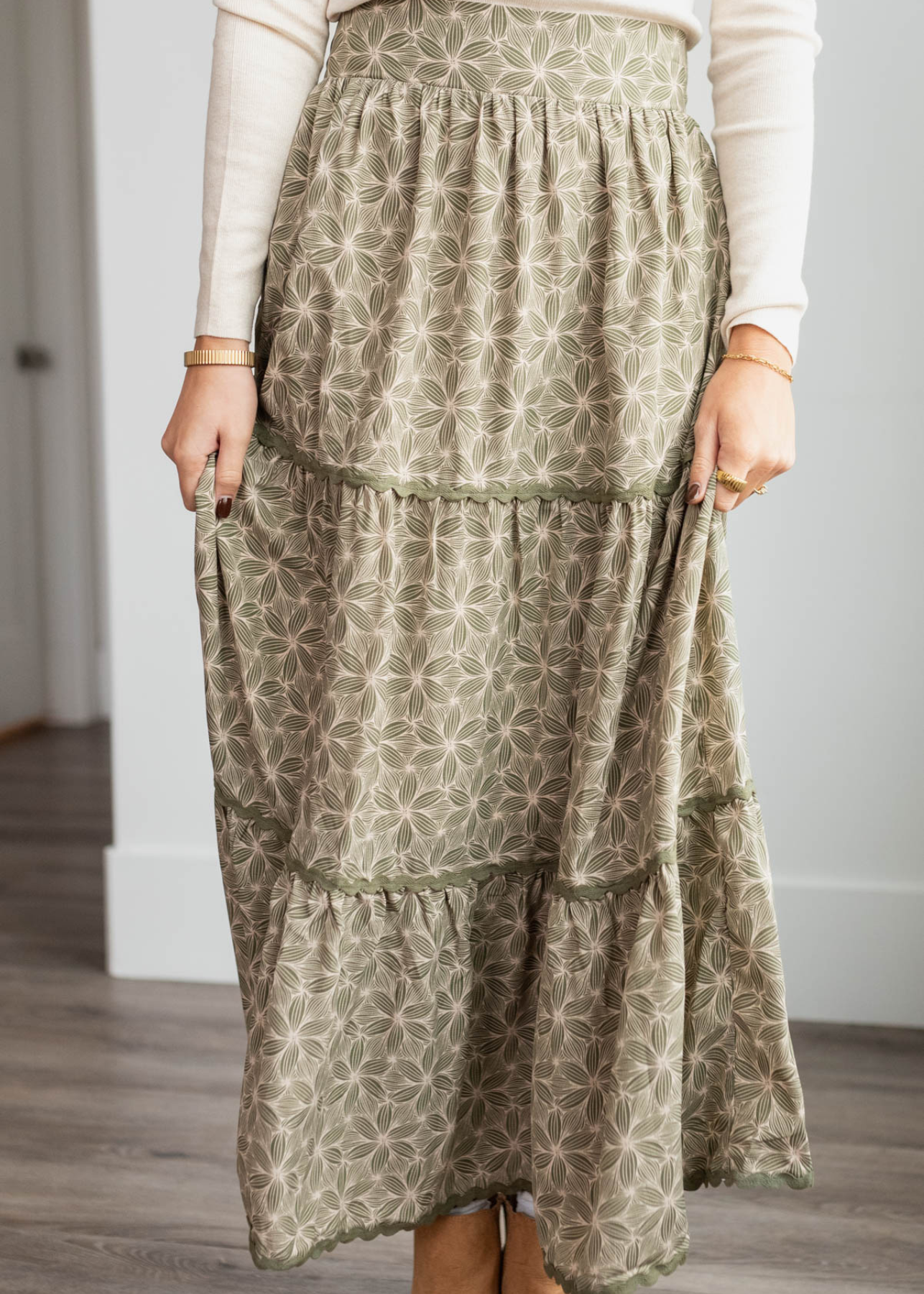Louise Olive Floral Skirt