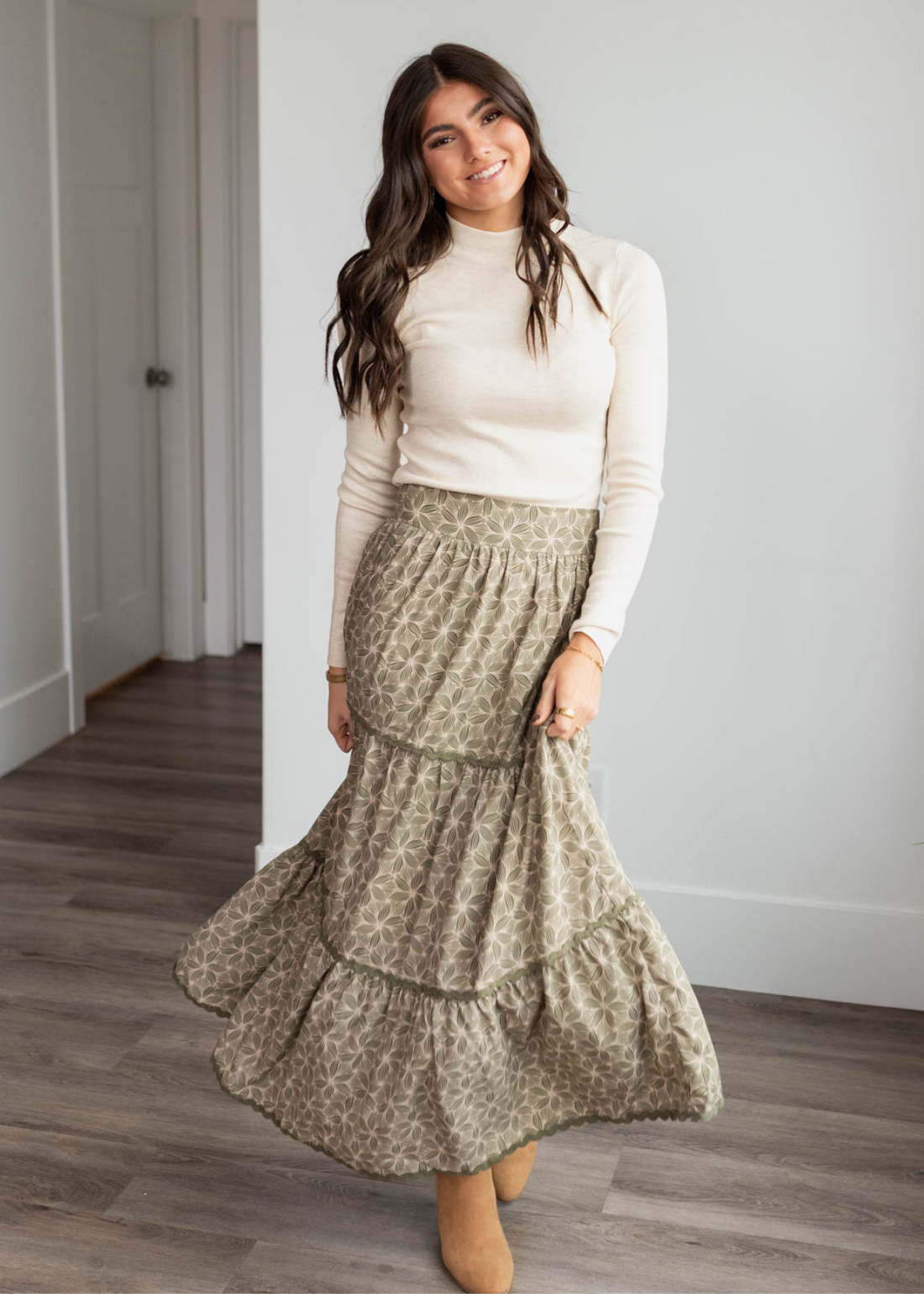 Louise Olive Floral Skirt