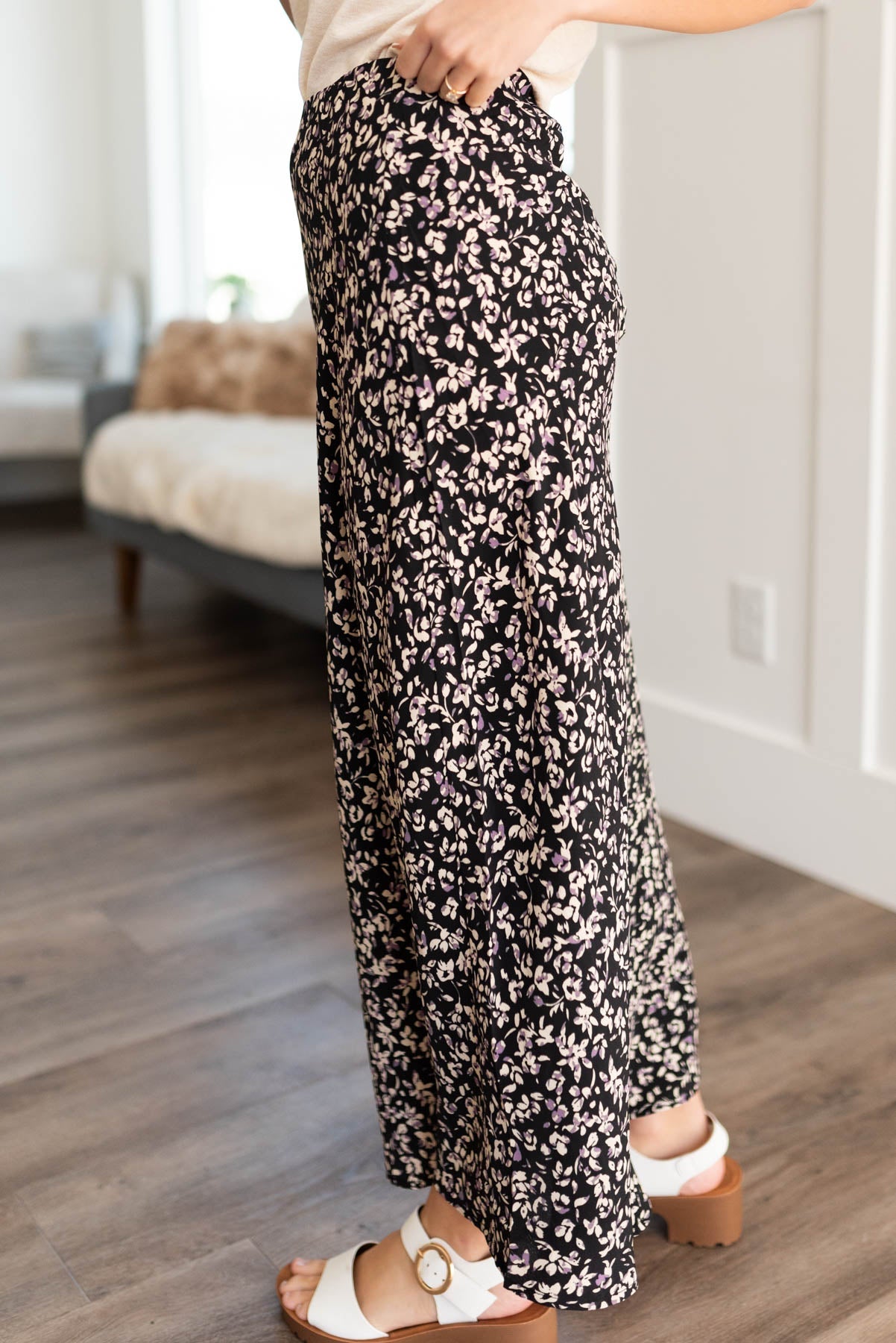 Lucia Black Floral Skirt